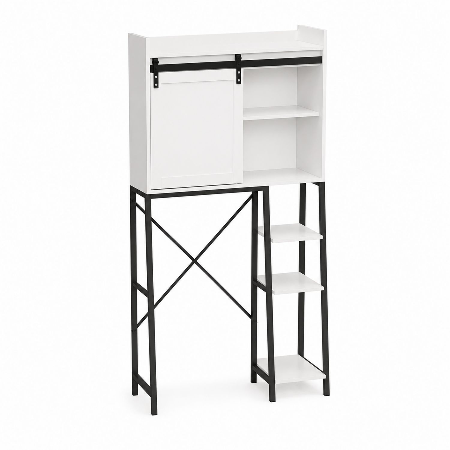 Estantería de MDF y Metal con Puerta Corrediza Blanco y Negro-Zentrivoniel