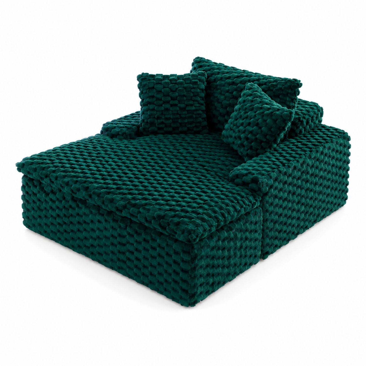 Sofá modular en L con tejido de poliéster verde esmeralda-Zentrivoniel