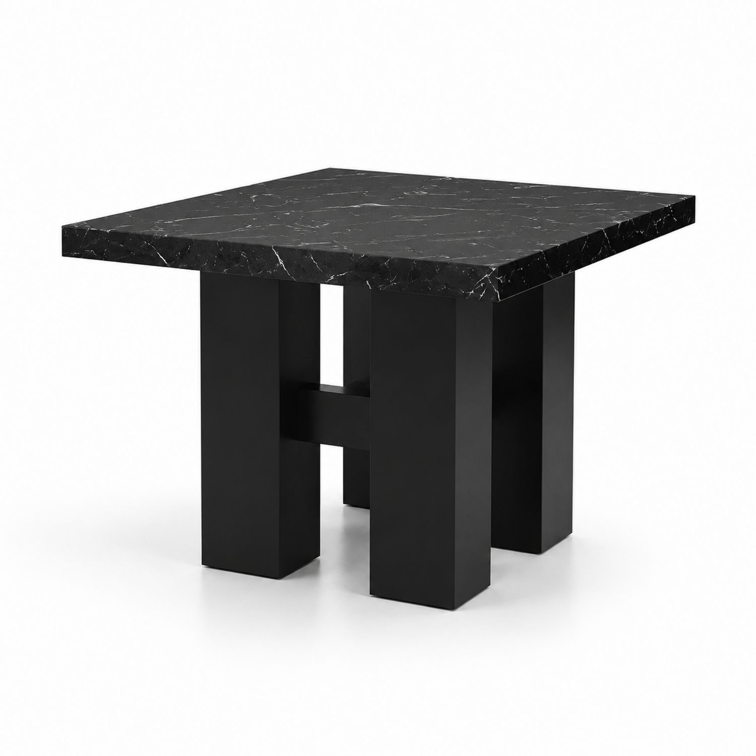 Mesa de mármol y MDF Negro 90x90x75 cm-Zentrivoniel