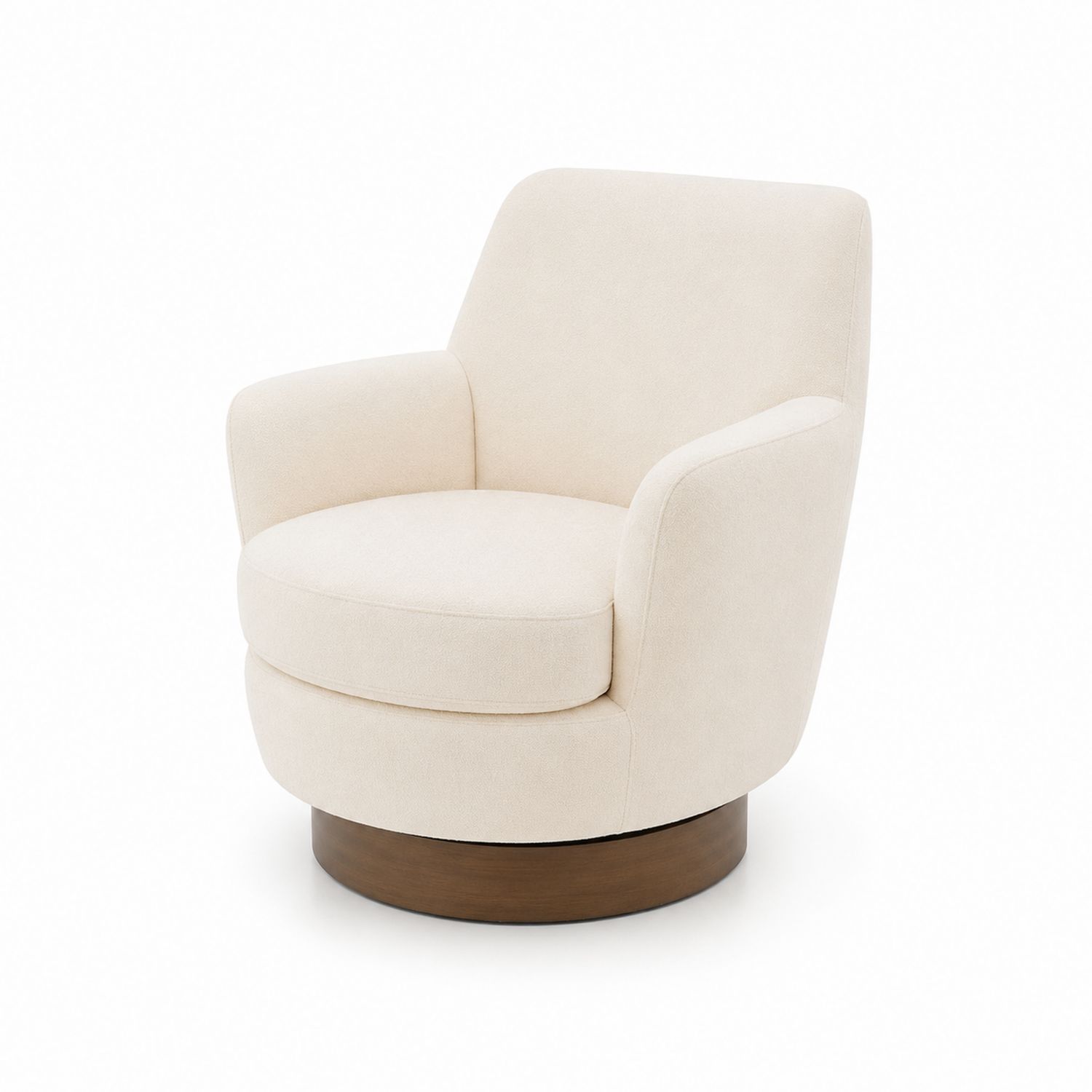 Butaca giratoria de poliéster beige con base de madera-Zentrivoniel