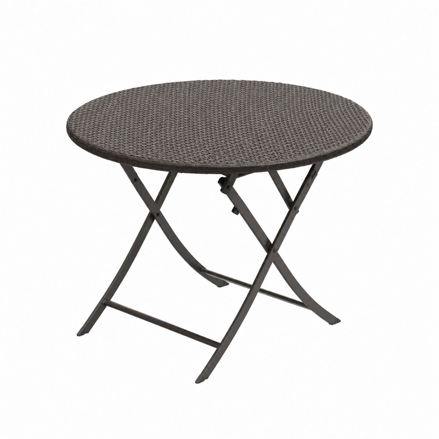 Mesa redonda plegable de ratán sintético y acero 70 cm Marrón-Zentrivoniel