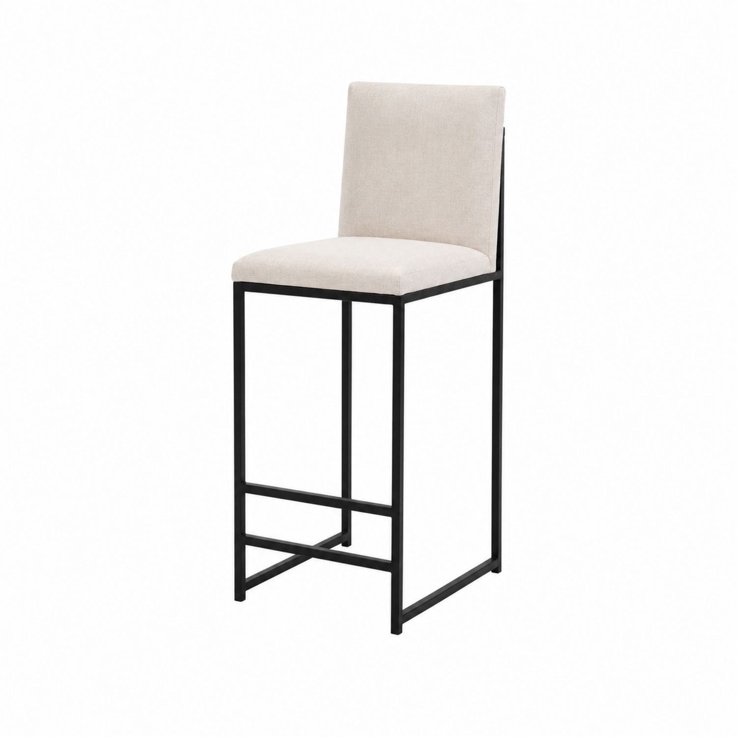 Taburete de bar con estructura de acero y asiento tapizado en Beige-Zentrivoniel