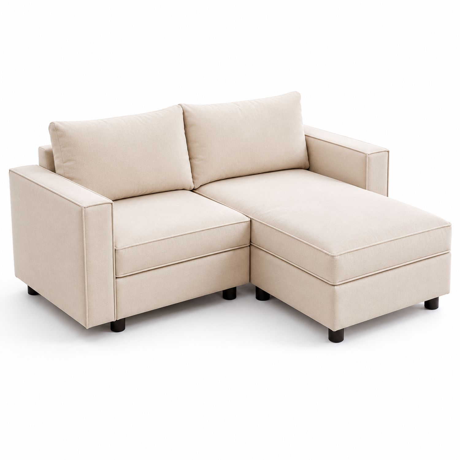 Sofá seccional en L Beige con Chaise Longue de Tela-Zentrivoniel
