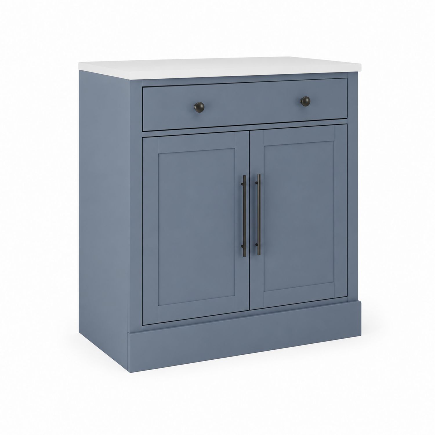 Aparador de MDF Azul con Encimera de Melamina Blanca 80x40x90cm-Zentrivoniel