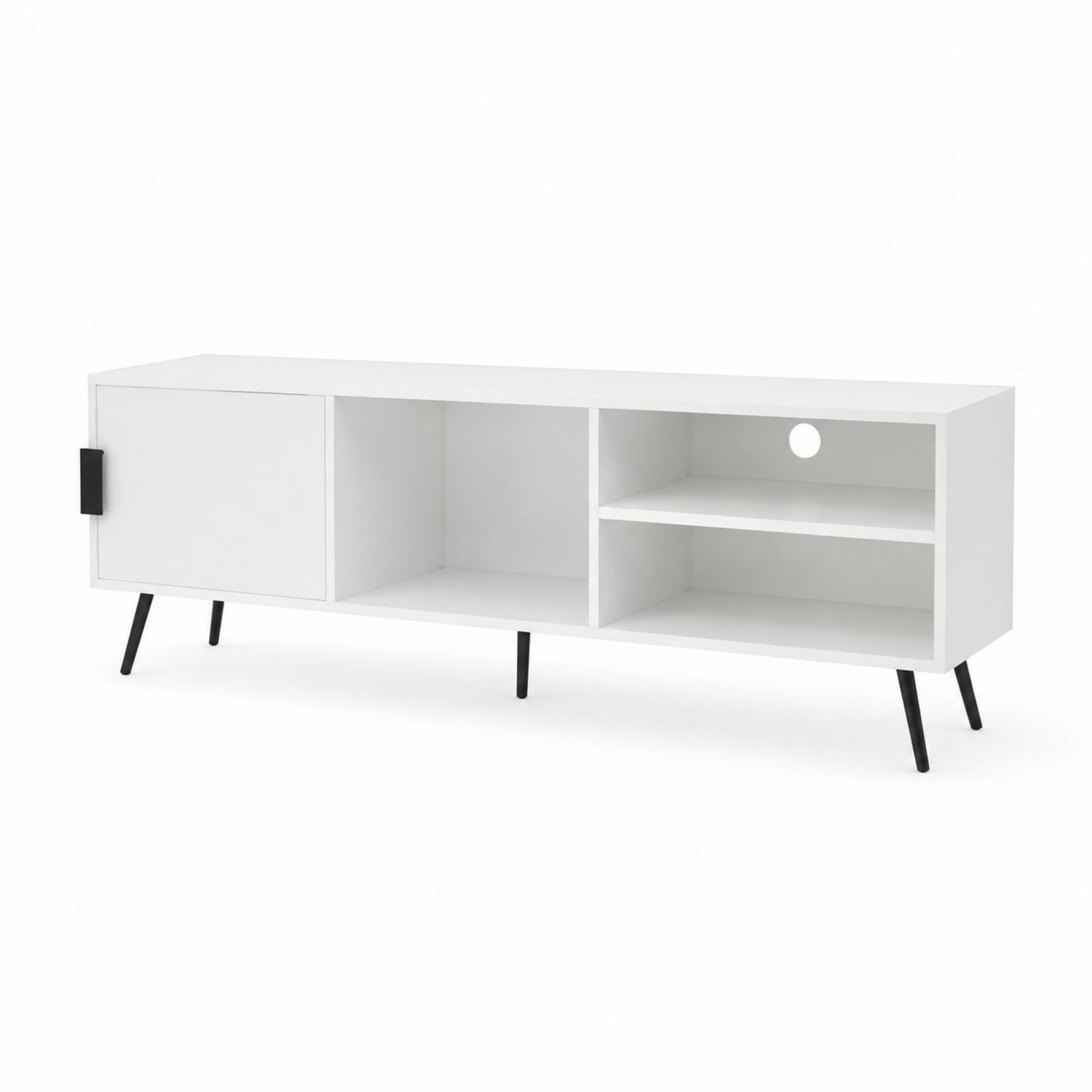 Mesa de TV Blanco de Madera MDF y Acero 120x40x45cm-Zentrivoniel