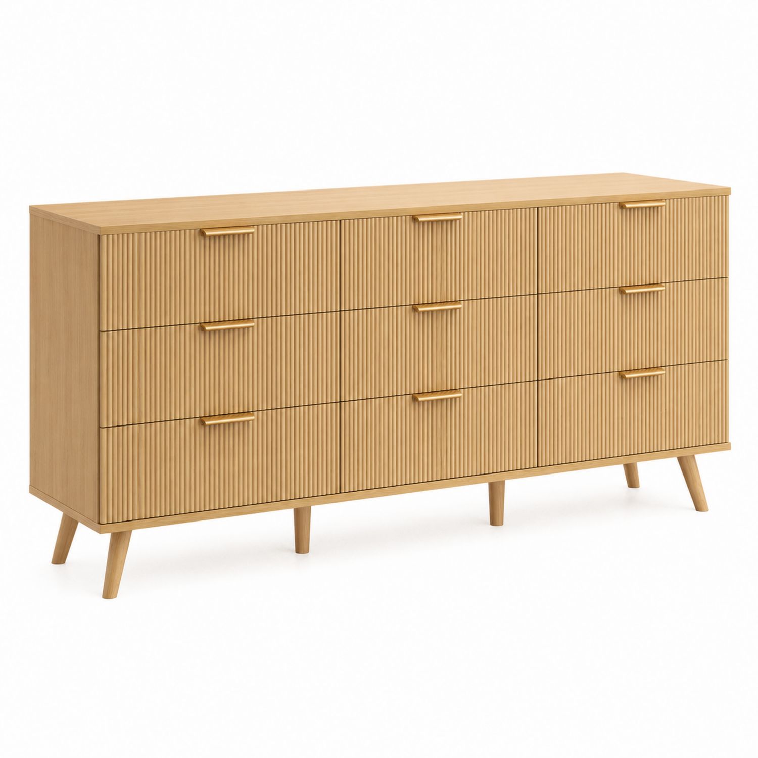 Cómoda de Madera con 9 Cajones Color Madera Clara 140x40x80 cm-Zentrivoniel