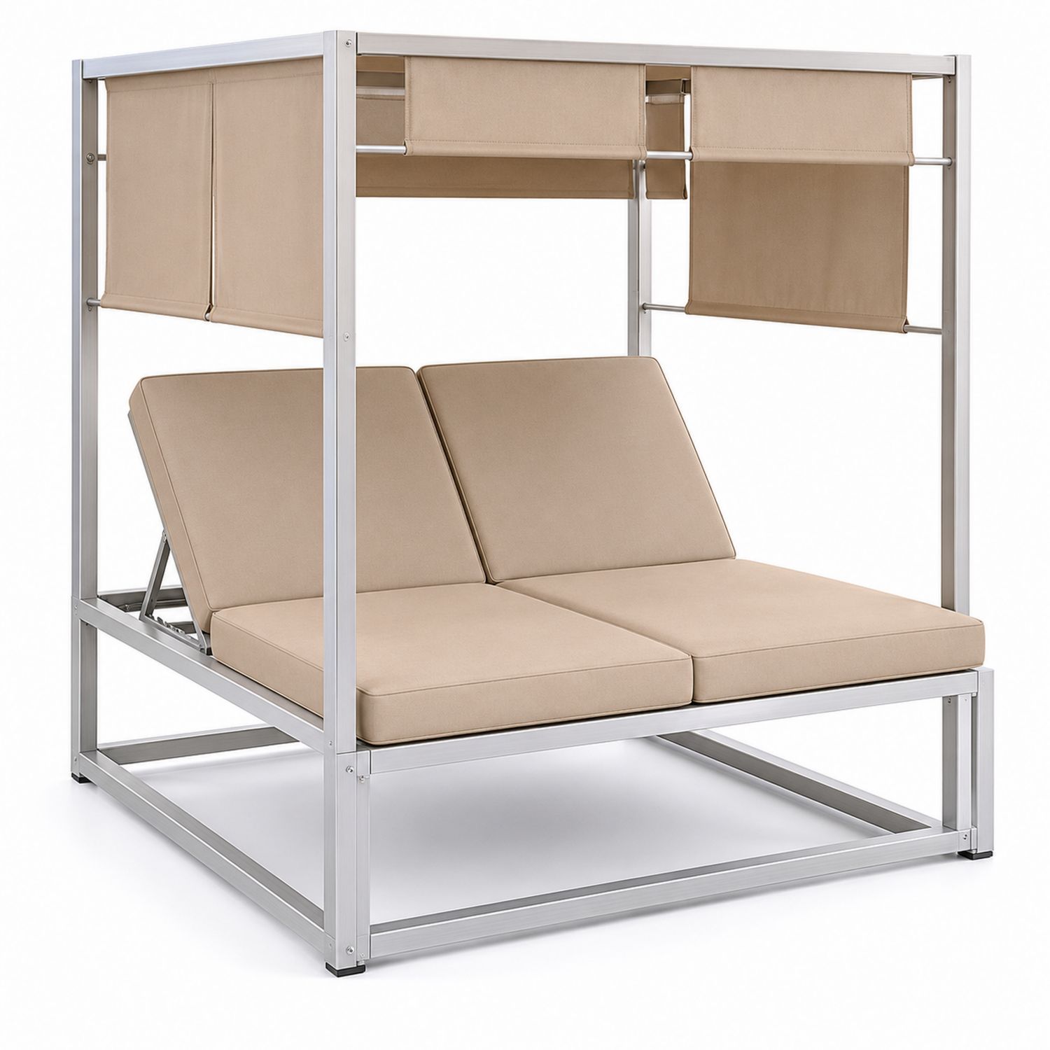 Cama de Día de Aluminio con Cojines Ajustables Beige-Zentrivoniel