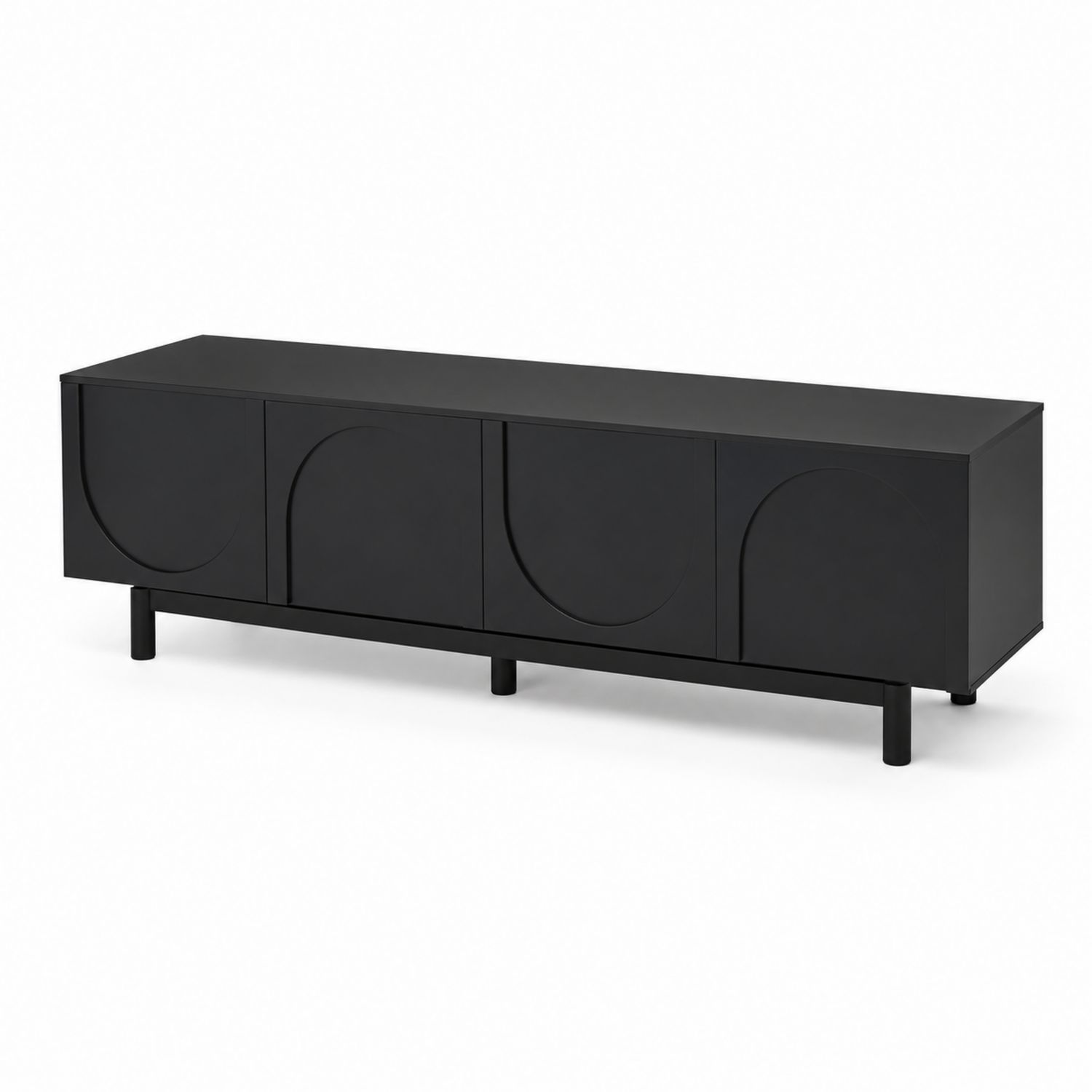 Mueble de TV de metal negro 180x45x50 cm-Zentrivoniel