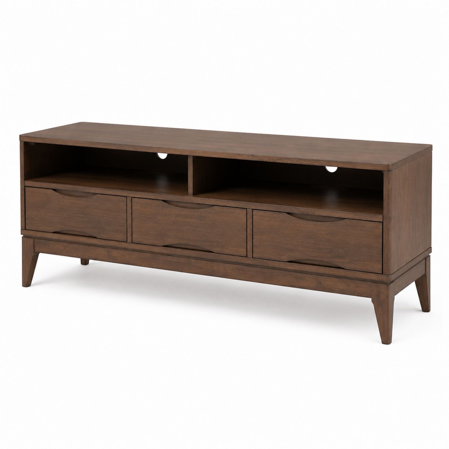 Mueble de TV de nogal marrón con cajones y estantes-Zentrivoniel