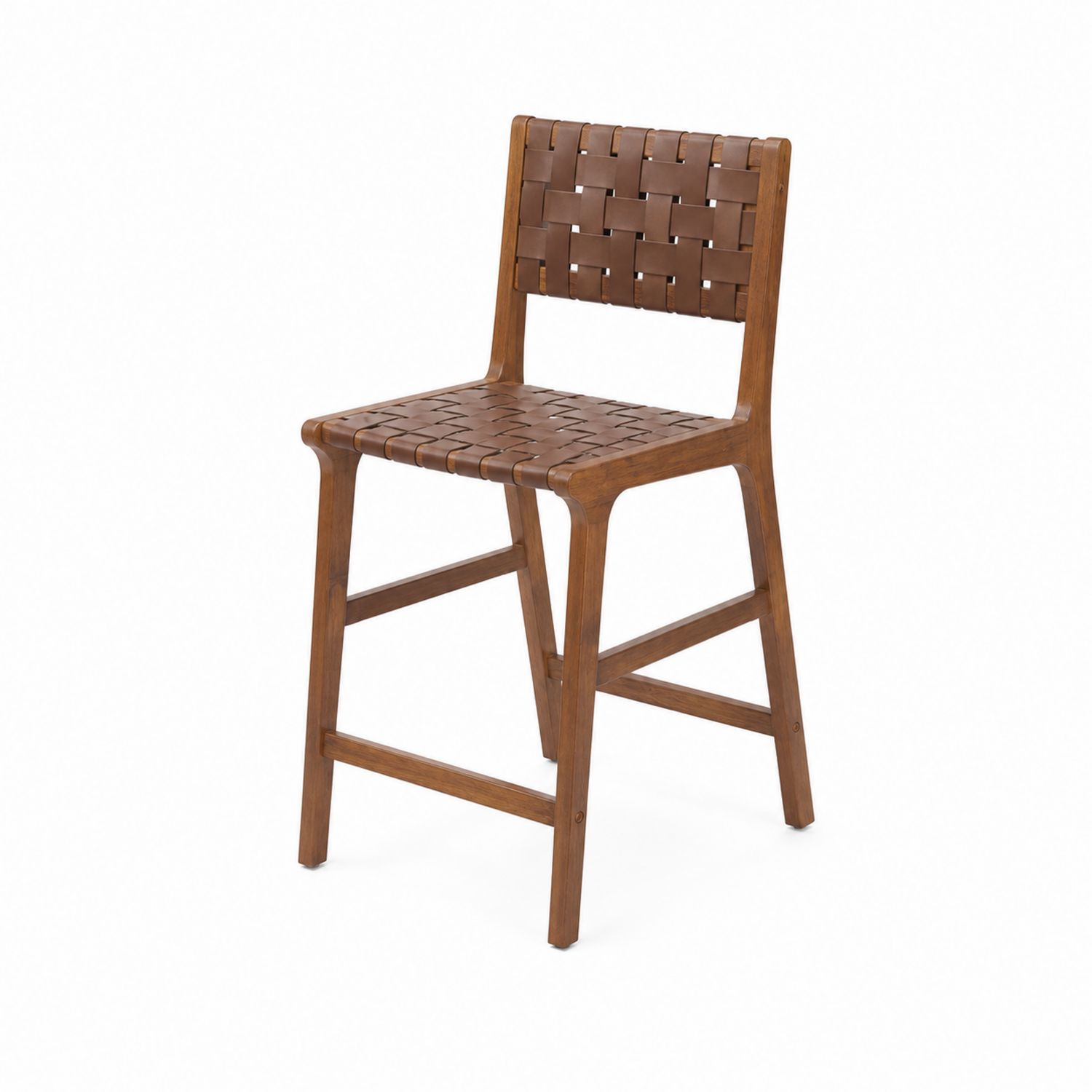 Silla de madera con asiento y respaldo de cuero-Zentrivoniel