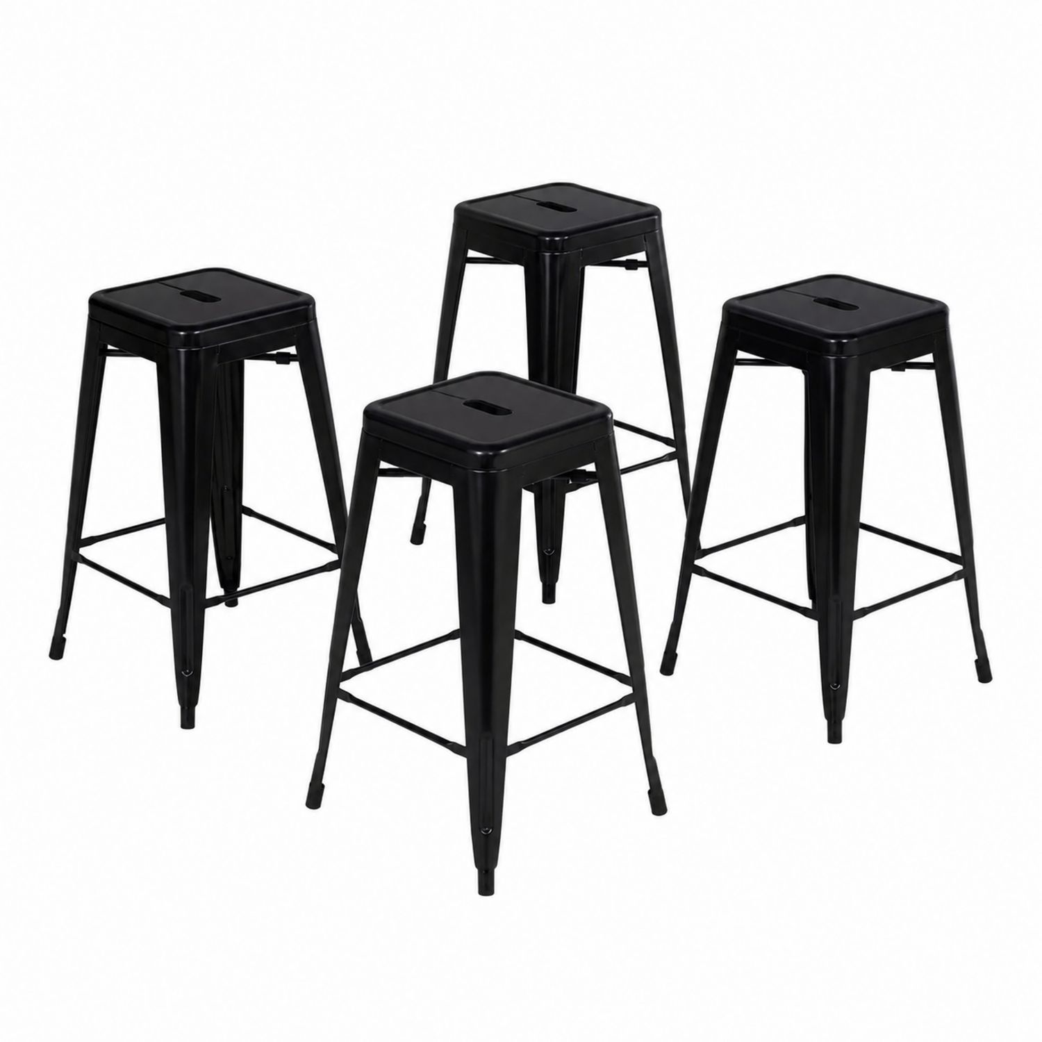 Juego de 4 taburetes de barra de acero 76 cm Negro-Zentrivoniel