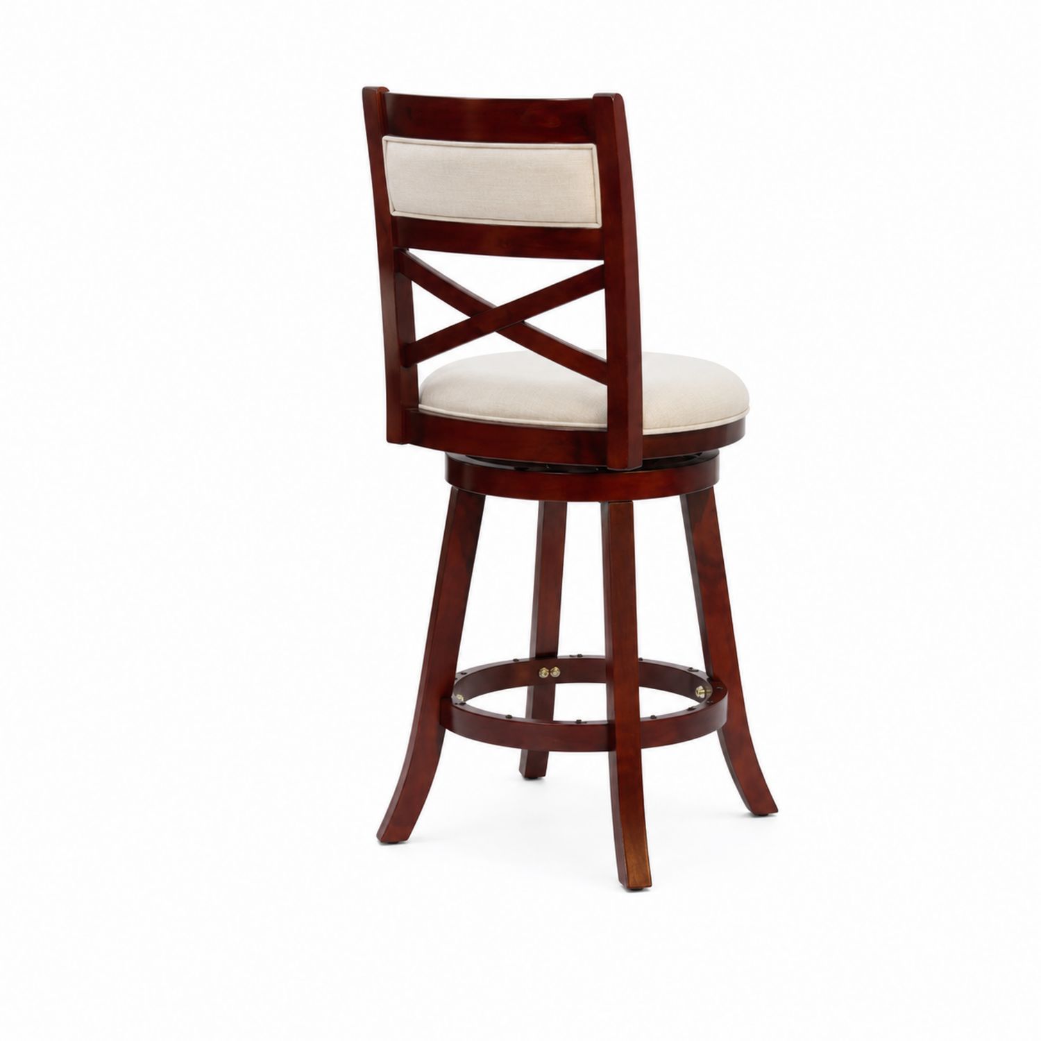 Taburete giratorio de madera con respaldo cruzado y asiento beige 102 cm-Zentrivoniel