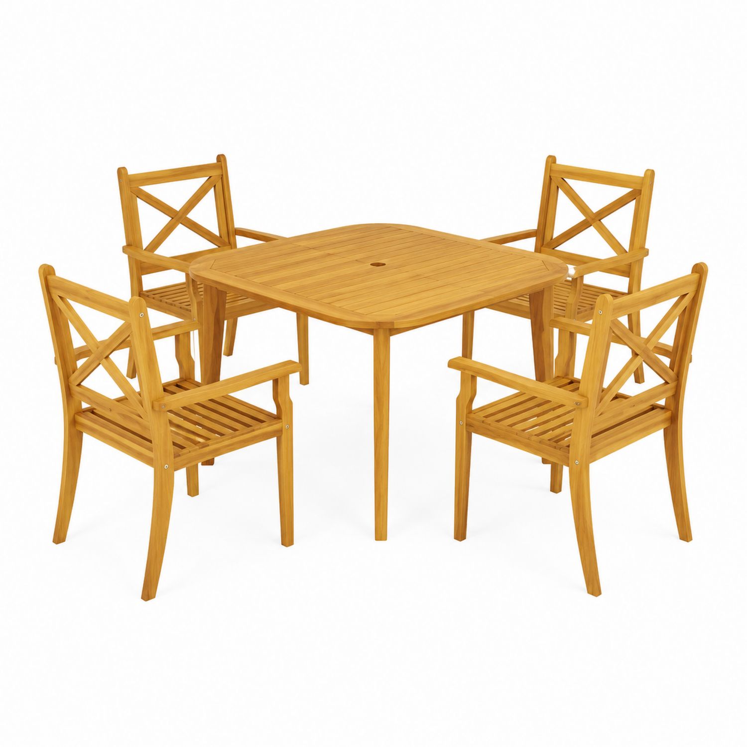 Conjunto de Comedor Exterior de Madera de Teca-Zentrivoniel