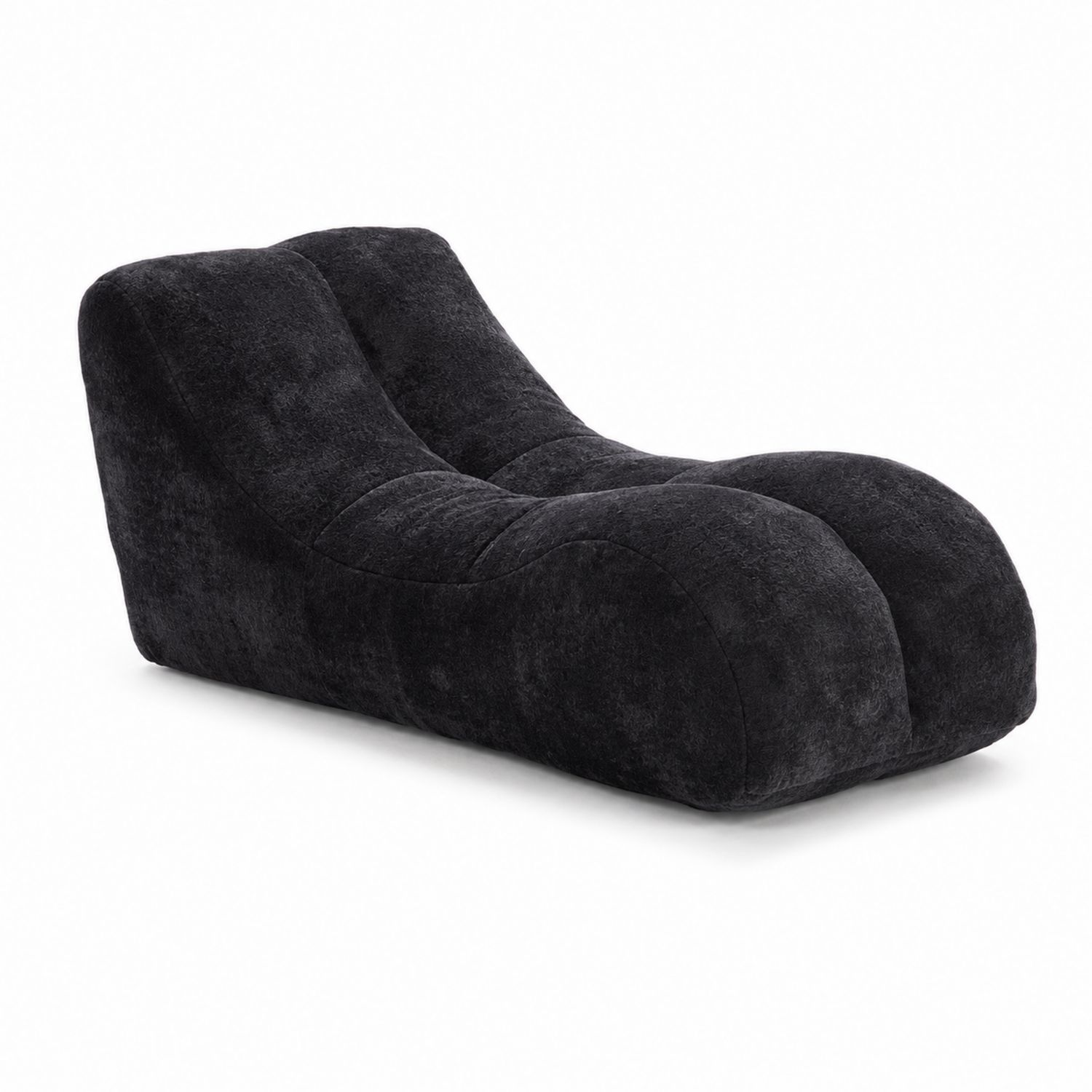 Sofá chaise longue curva de poliéster Negro 140 cm-Zentrivoniel