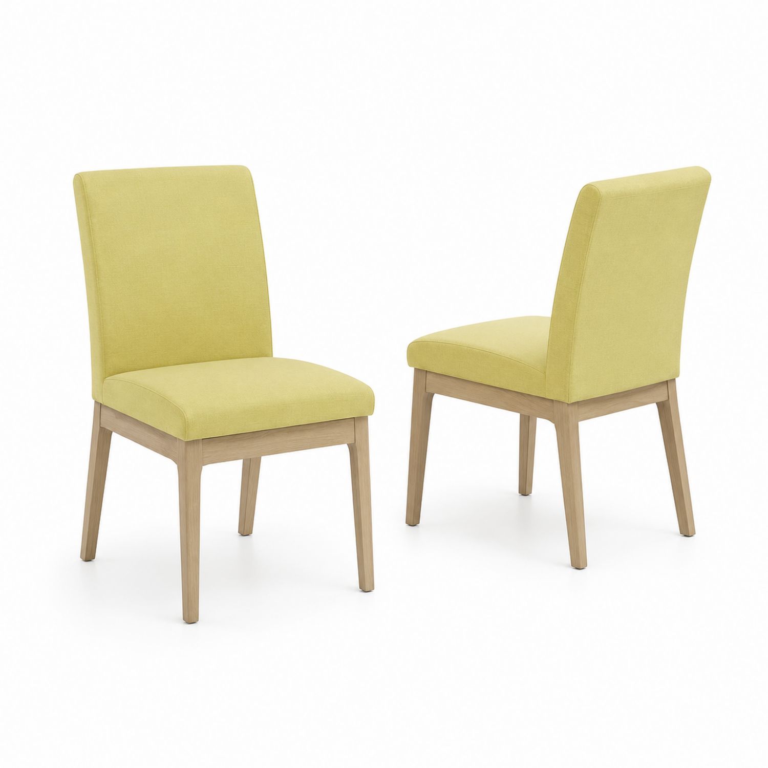 Conjunto de 2 sillas de madera y tela amarillo claro-Zentrivoniel