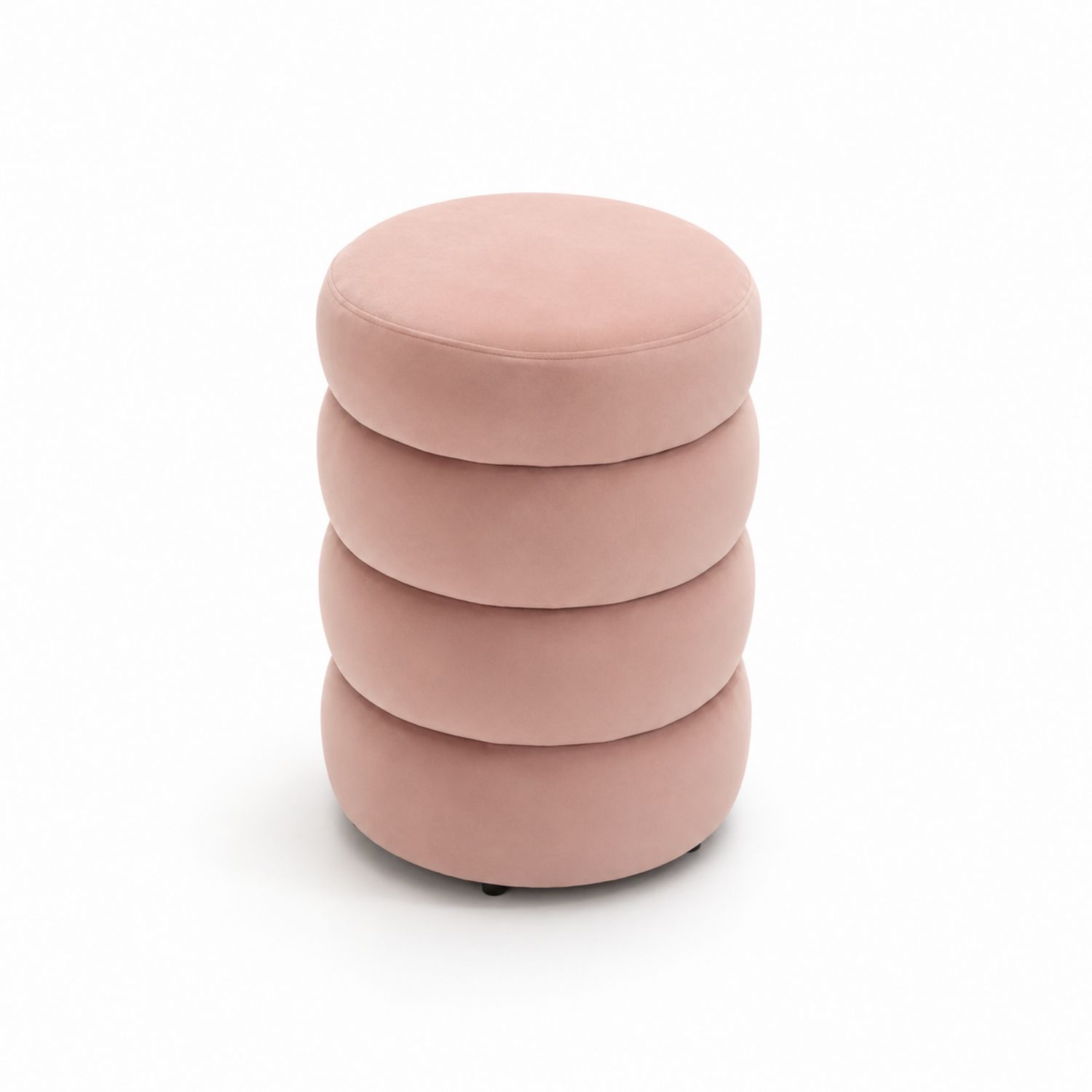 Puf redondo de terciopelo rosa-Zentrivoniel