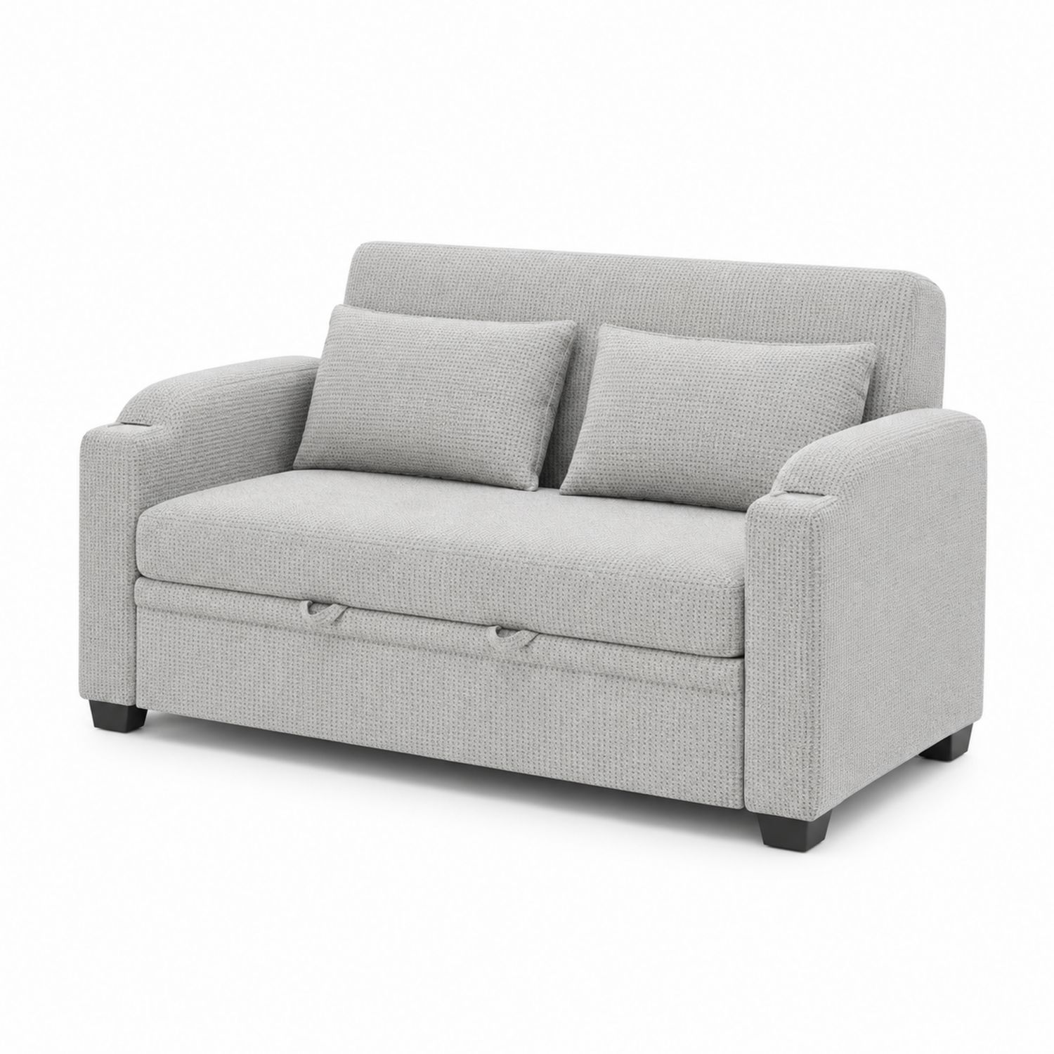 Sofá cama gris, 2 plazas, tela de poliéster-Zentrivoniel