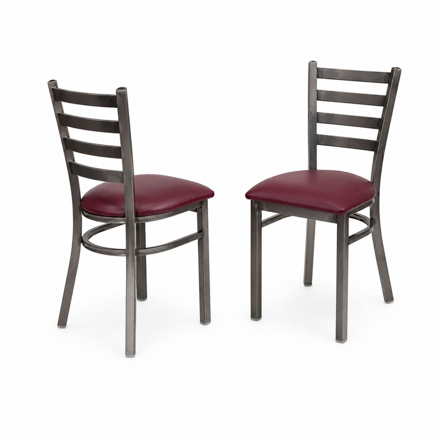 Juego de 2 sillas de comedor metálicas con asiento de cuero sintético-Zentrivoniel
