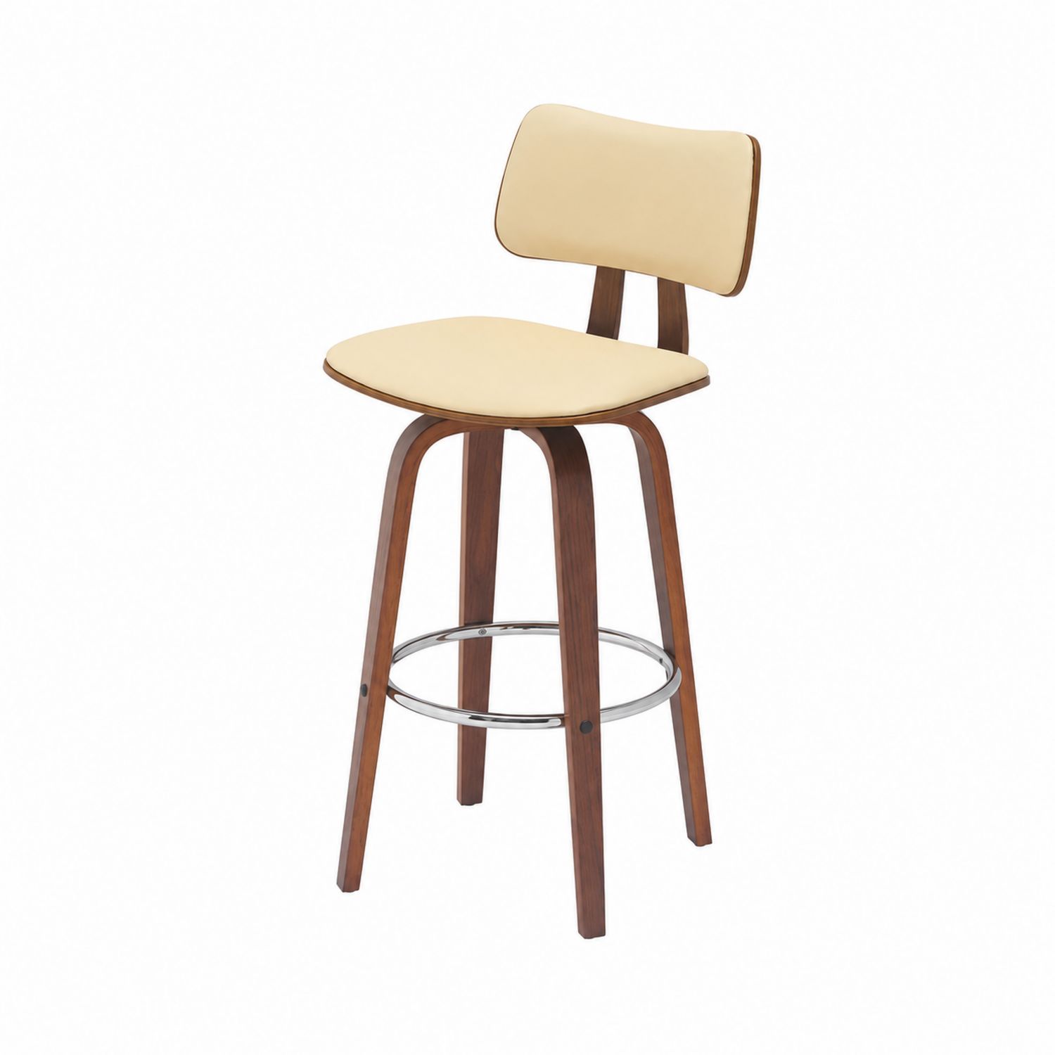 Taburete de Bar con Respaldo de PU Beige y Estructura Curvada-Zentrivoniel