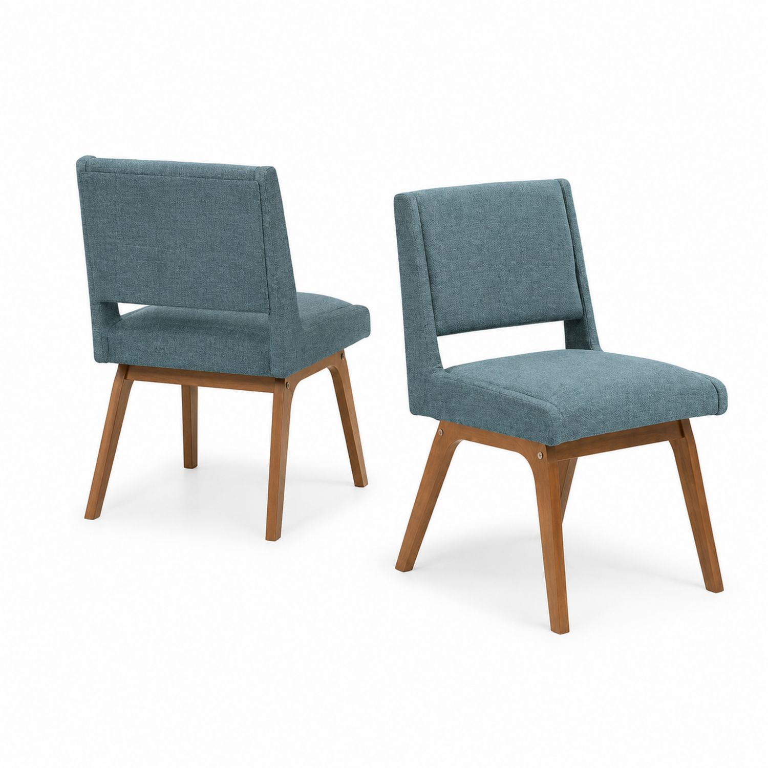 Juego de 2 Sillas de Madera y Tela Azul-Zentrivoniel