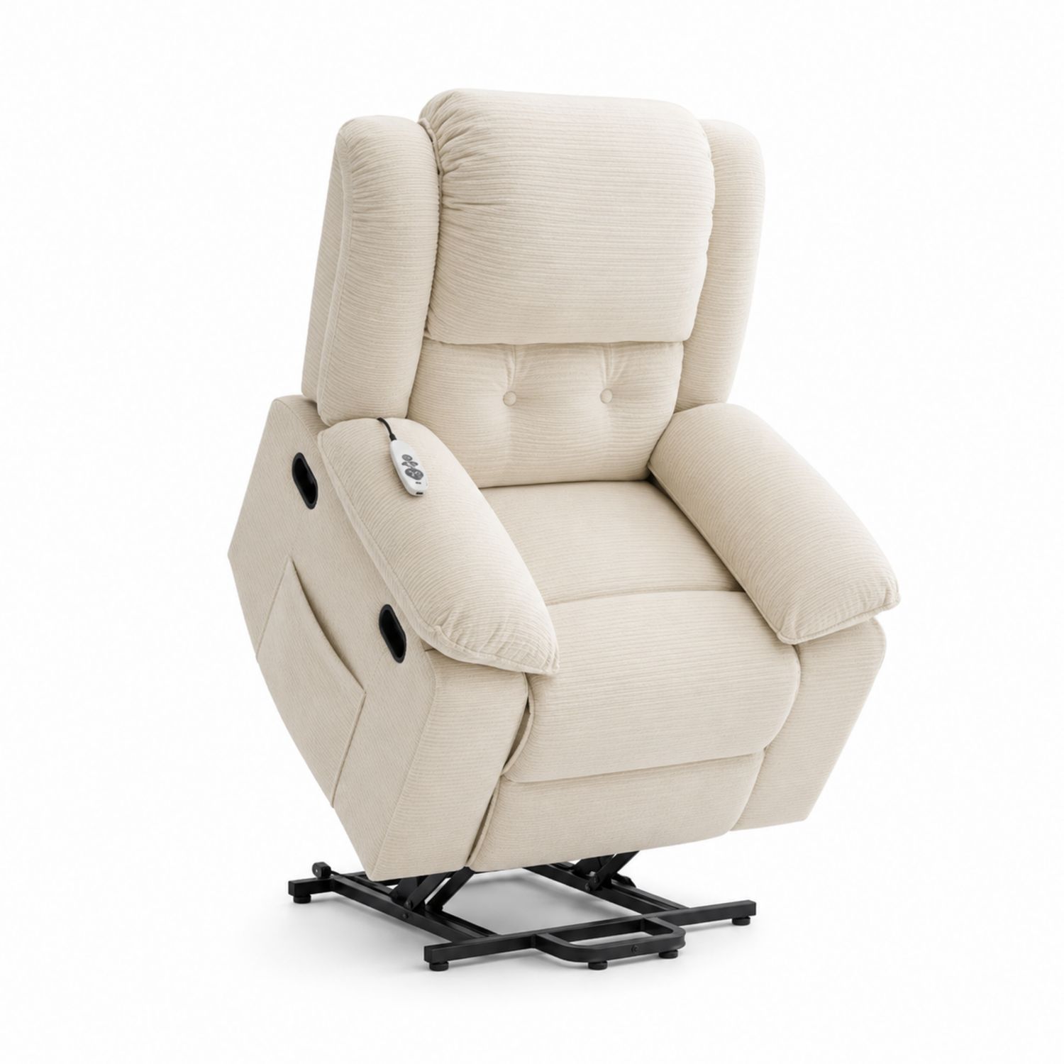 Sillón Reclinable Eléctrico Beige de Tela de Poliéster y Acero-Zentrivoniel