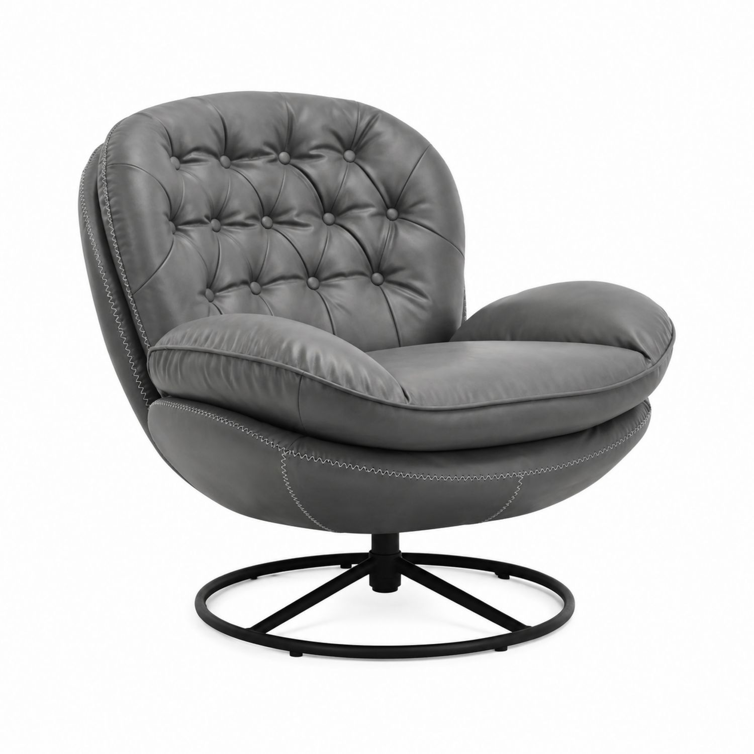 Silla giratoria de piel sintética gris-Zentrivoniel