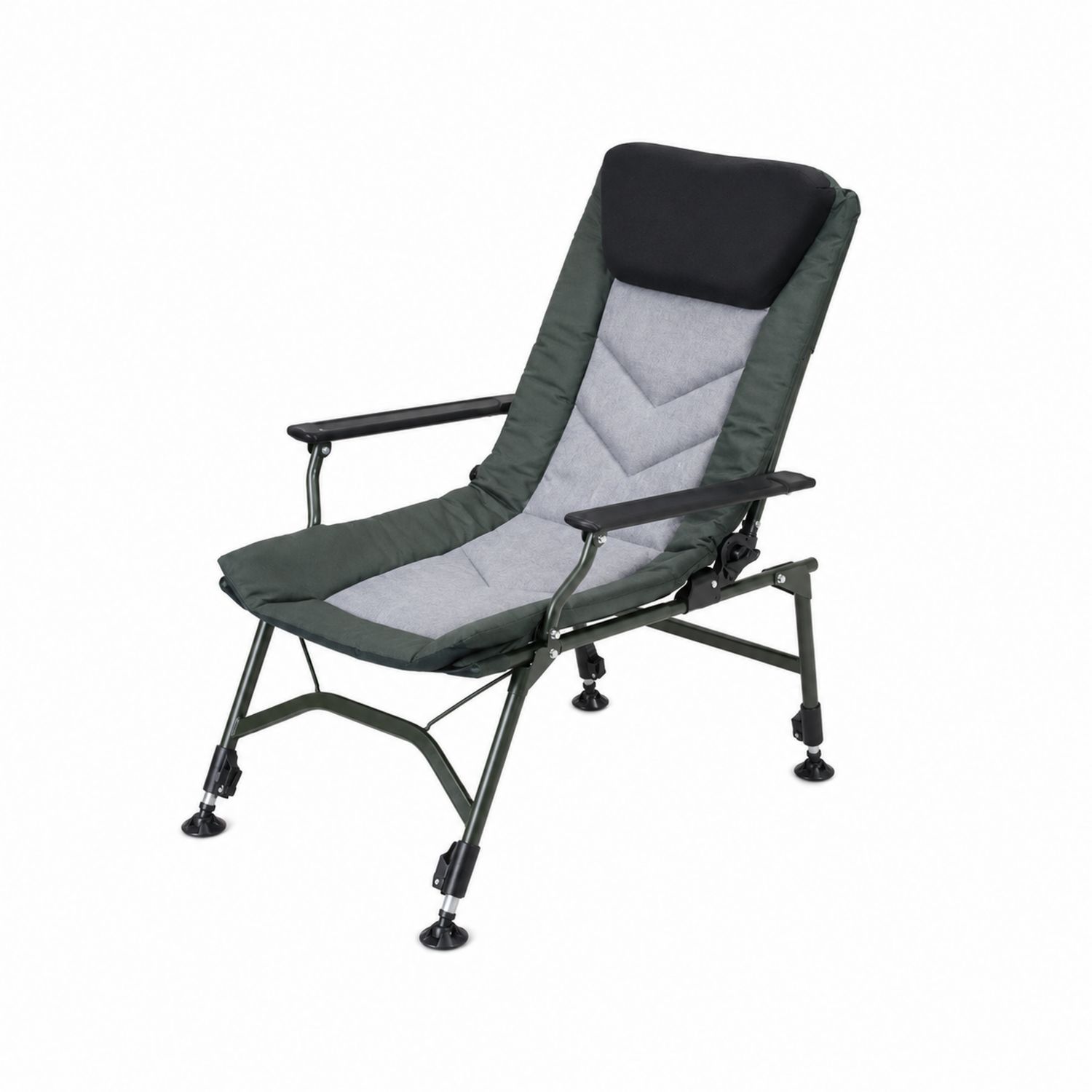 Silla plegable de acero con asiento de poliéster verde y gris-Zentrivoniel