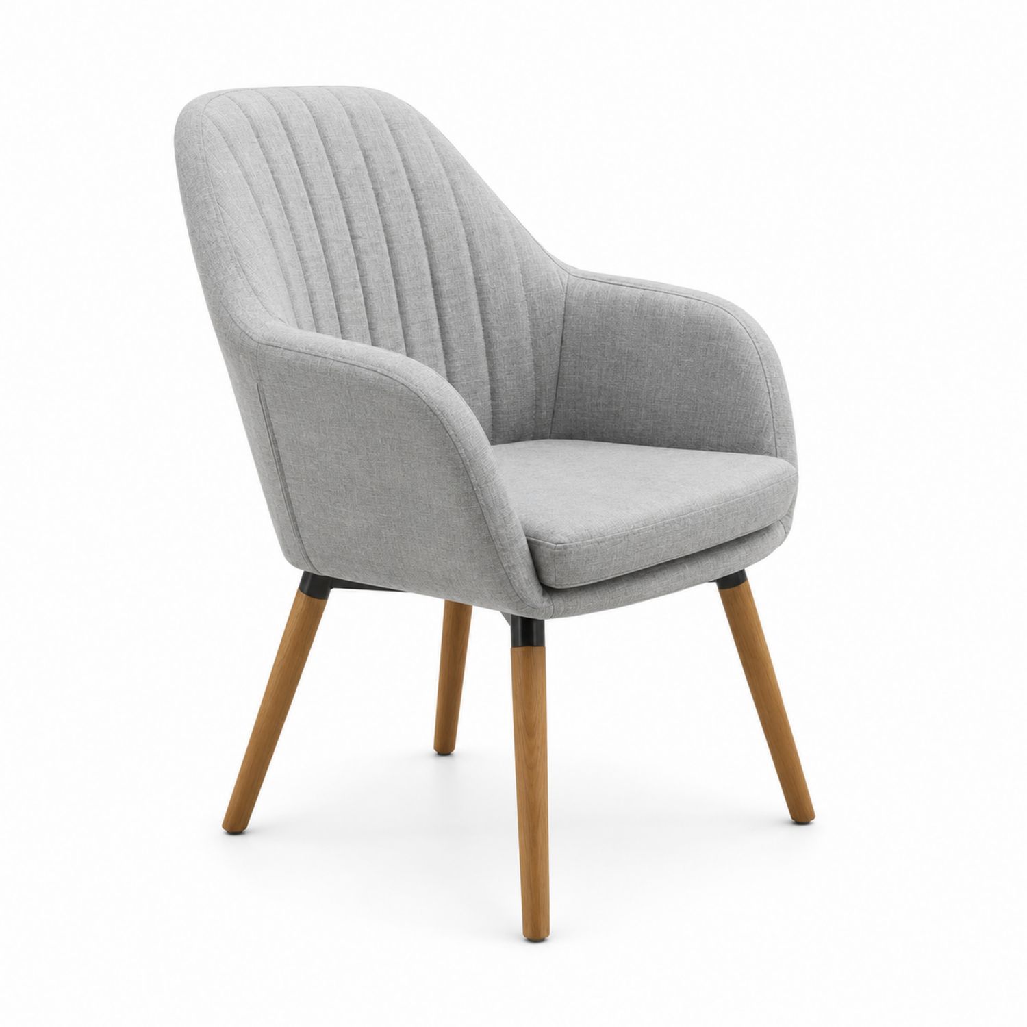 Silla con Reposabrazos de Tela Gris y Madera de Haya-Zentrivoniel