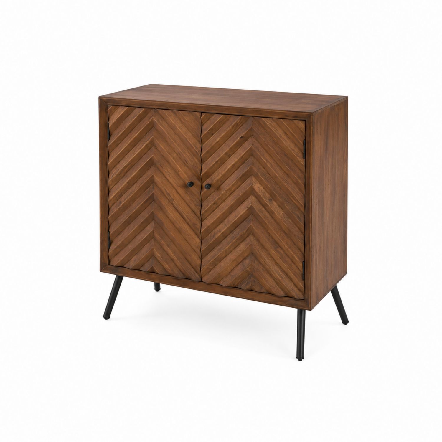 Aparador de Madera de Acacia y Metal Negro 80x75x35 cm-Zentrivoniel