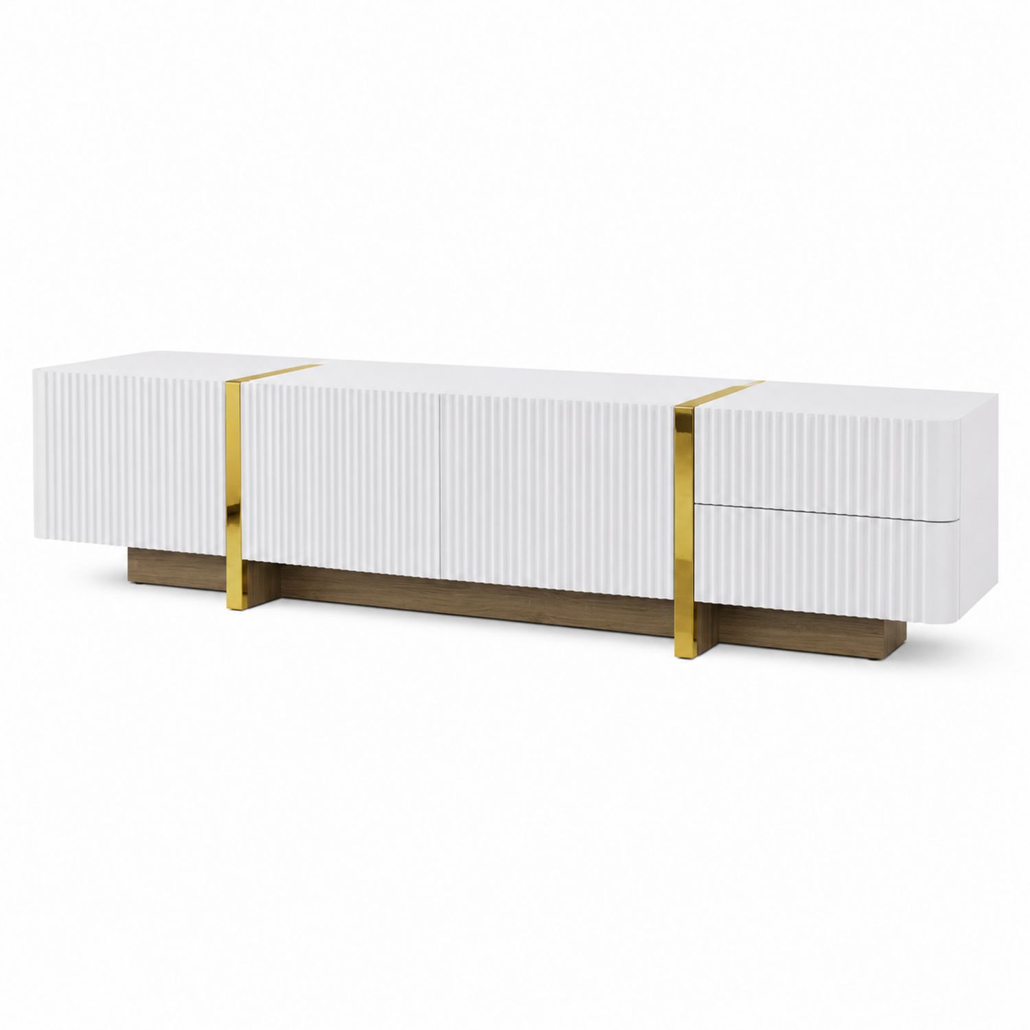 Aparador de MDF y Acero Inoxidable 200 cm Blanco/Dorado-Zentrivoniel