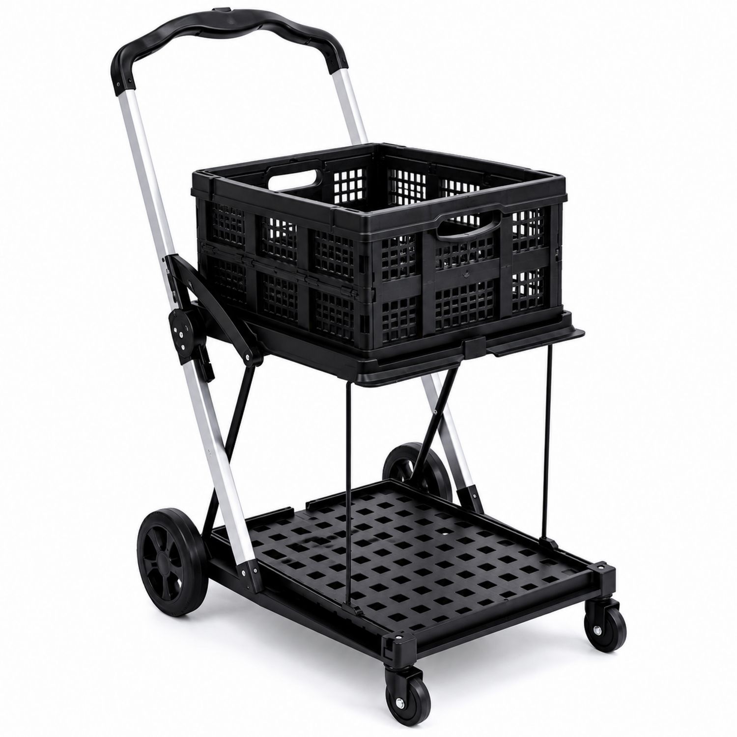 Carro de Compra Plegable de Aluminio y Polipropileno Negro-Zentrivoniel
