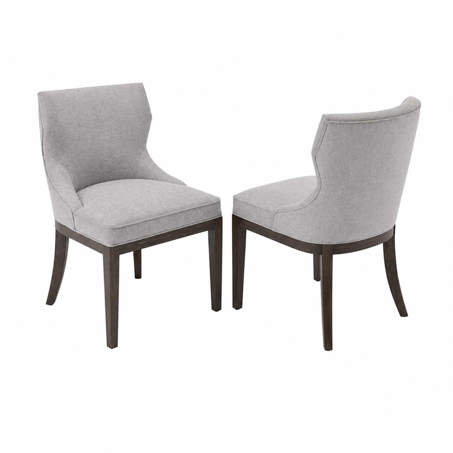 Juego de 2 sillas de comedor con tela de poliéster gris y patas de madera-Zentrivoniel