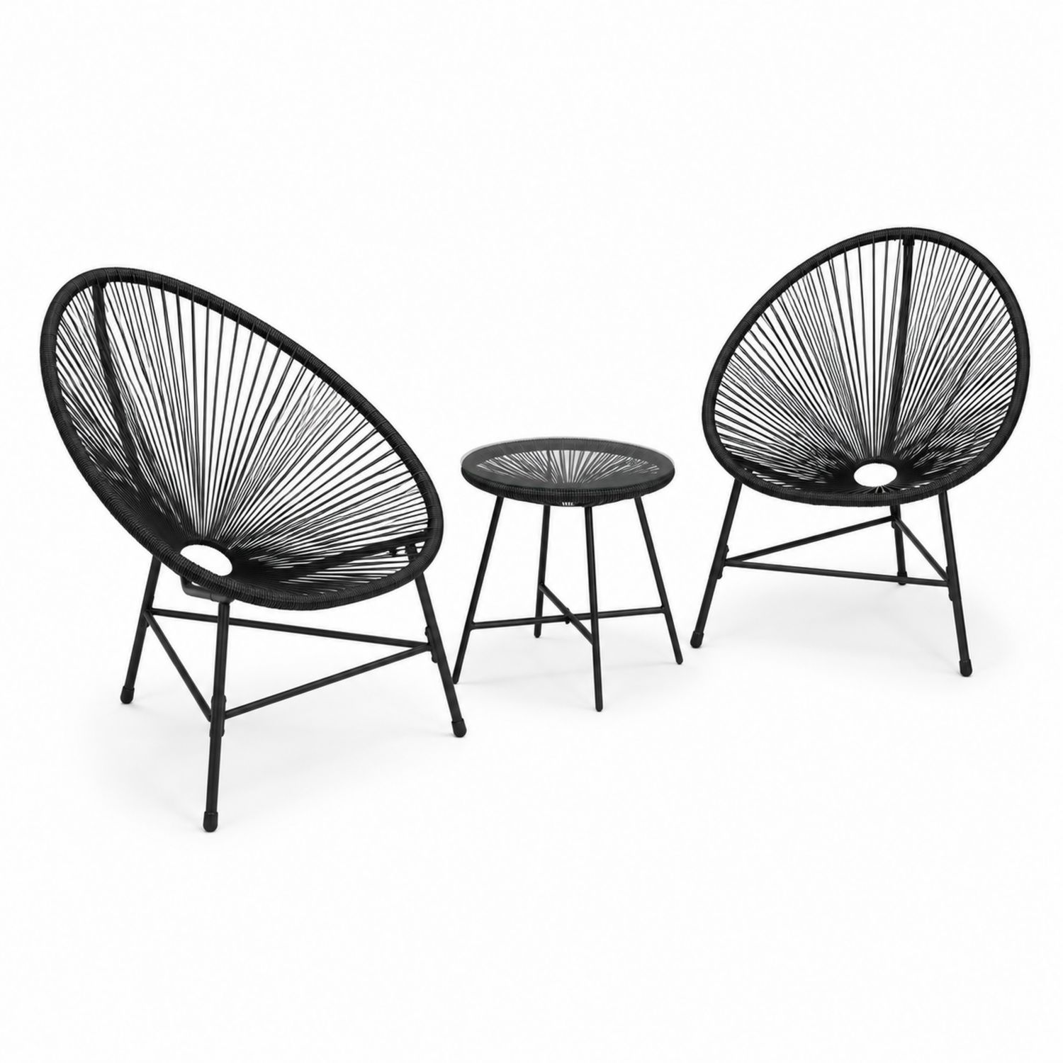 Conjunto de Sillas y Mesa de Acero y Polietileno Negro para Exterior-Zentrivoniel
