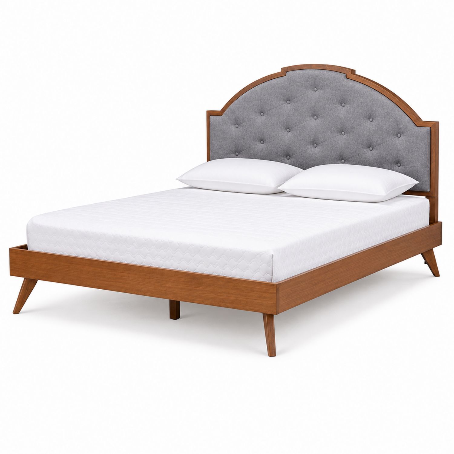 Cama de madera con cabecero de tela, 200x160 cm, Gris/Marrón-Zentrivoniel
