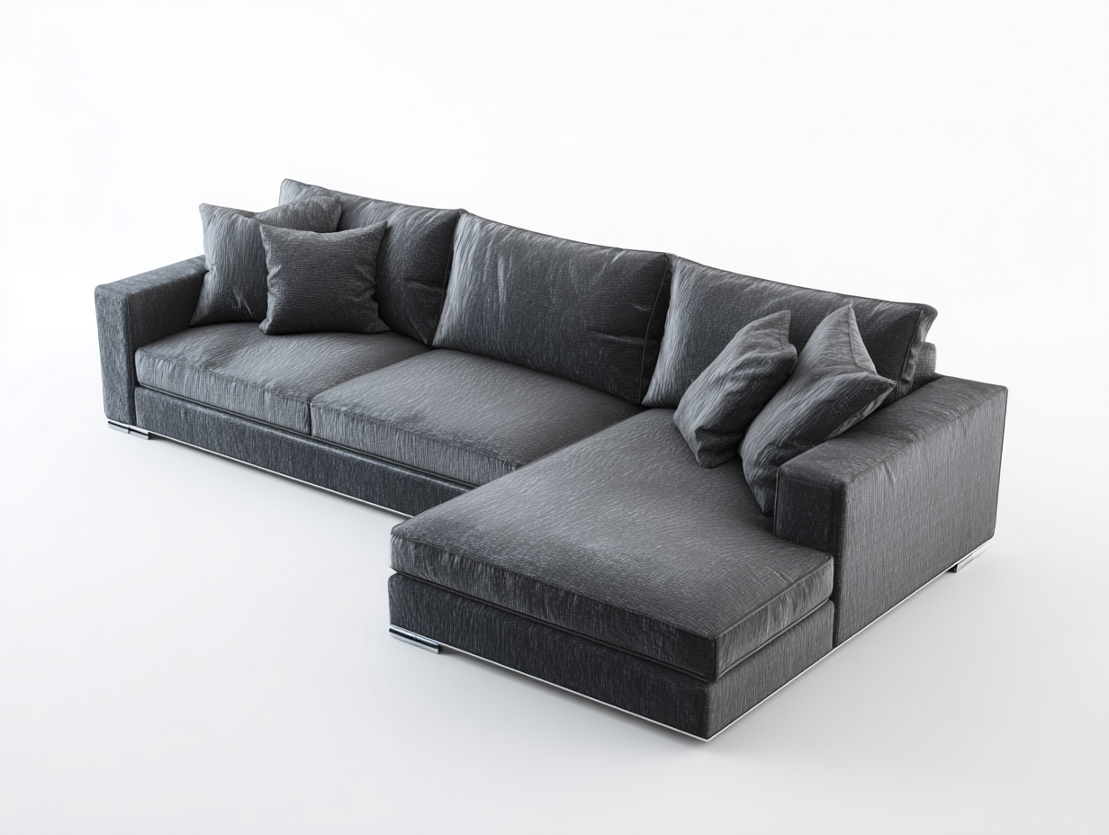 Canapé d'angle-Tissu-Métal-315x185x82 cm-Gris anthracite-Moderne-Limoioloft
