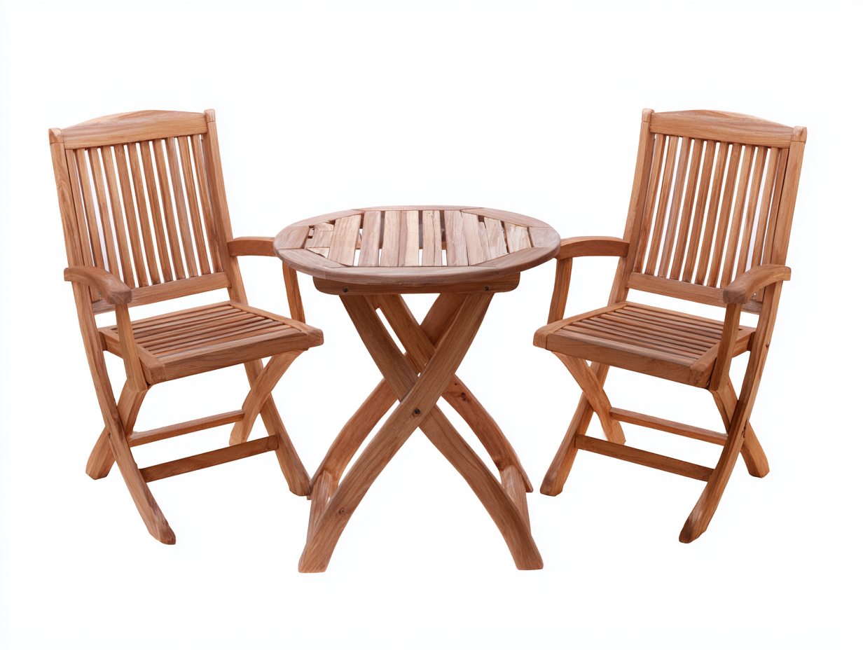 Salon de jardin pour terrasse - bois de teck - 70x70x75 cm - teck clair - style intemporel-Limoioloft