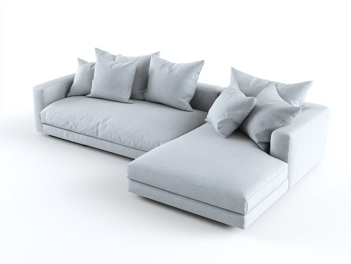 Canapé d'angle-Tissu-304x178x80 cm-Gris clair-Minimaliste-Limoioloft