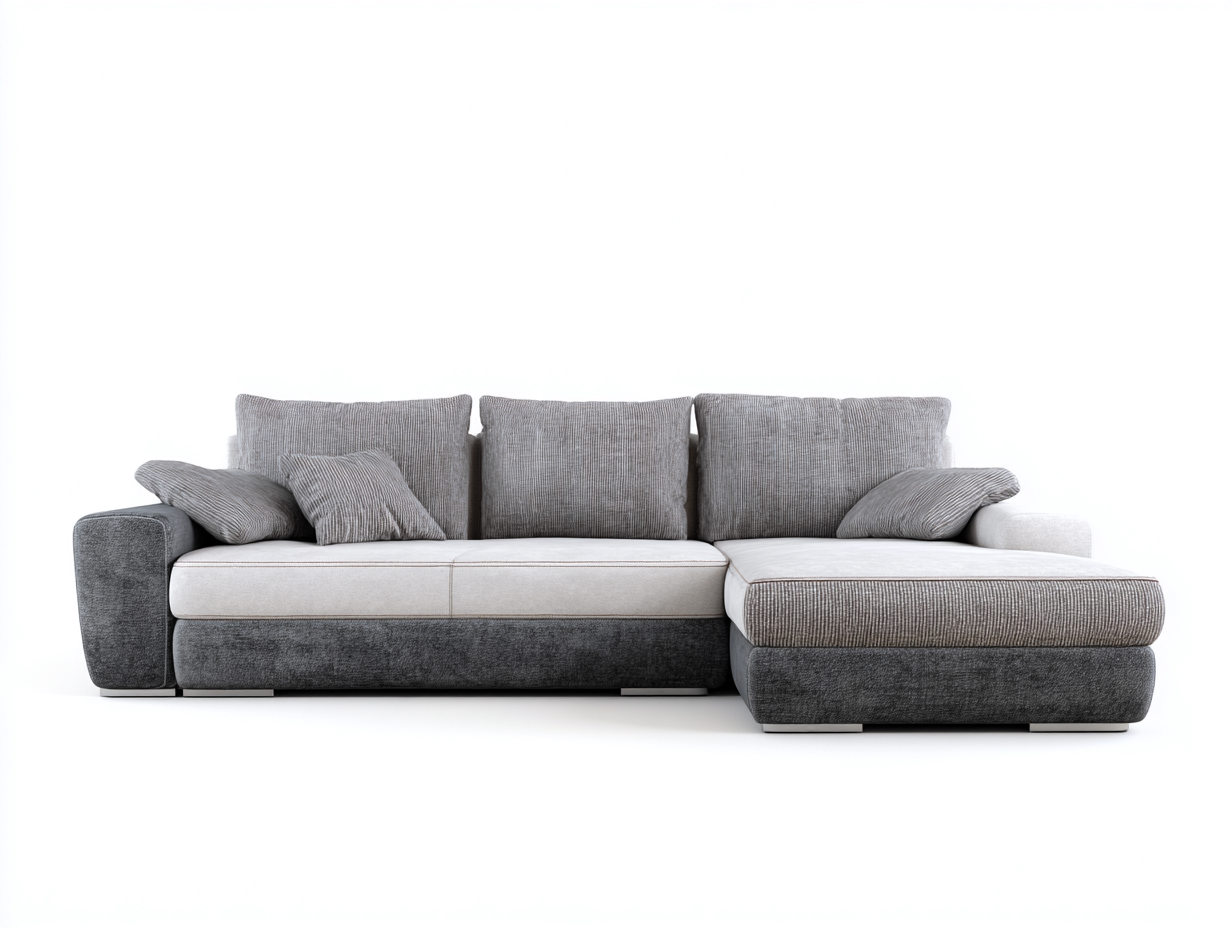Canapé d'angle-Tissu-295x165x83 cm-Gris clair-Écru-Contemporain-Limoioloft