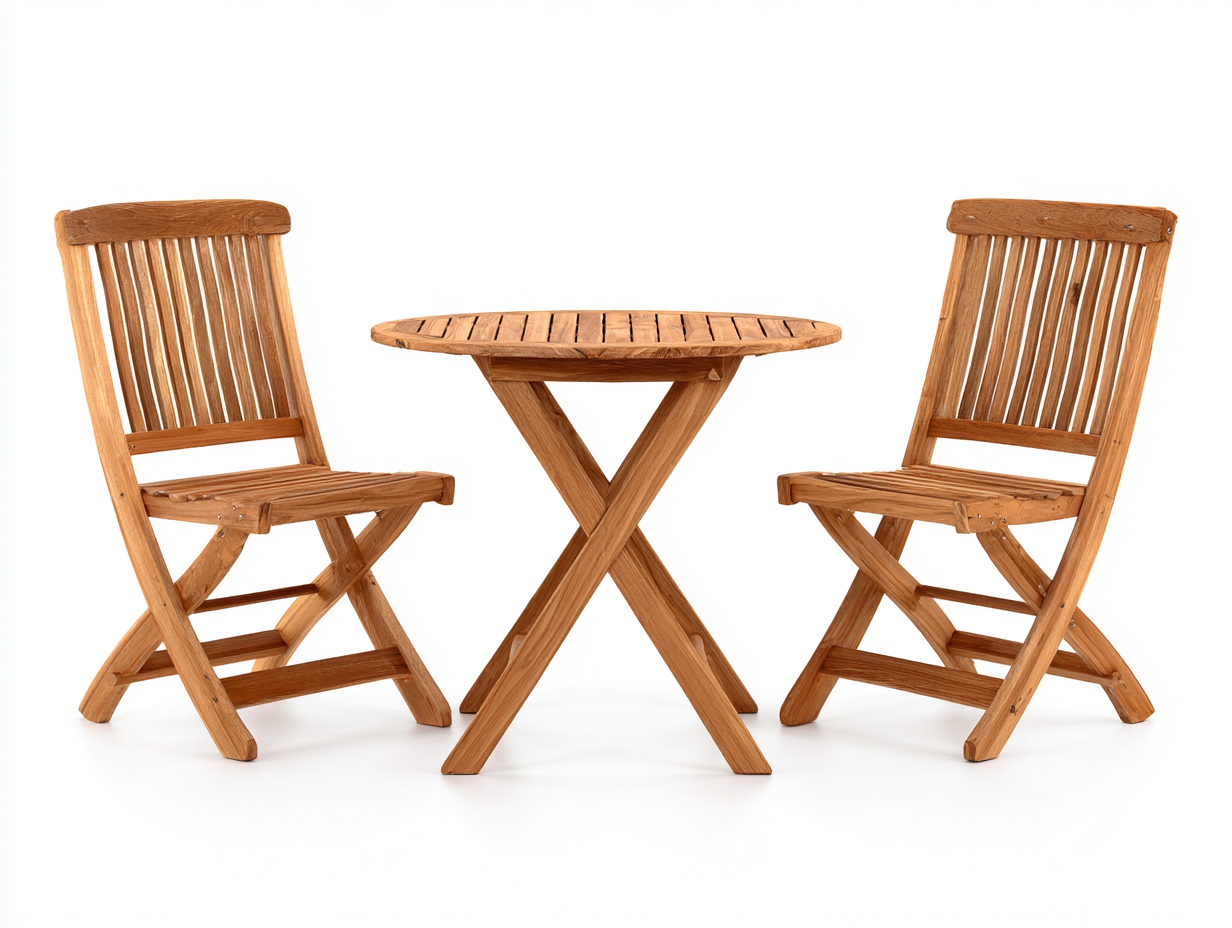 Salon de jardin pour terrasse - bois de teck - 70x70x74 cm - teck naturel - style bistrot-Limoioloft