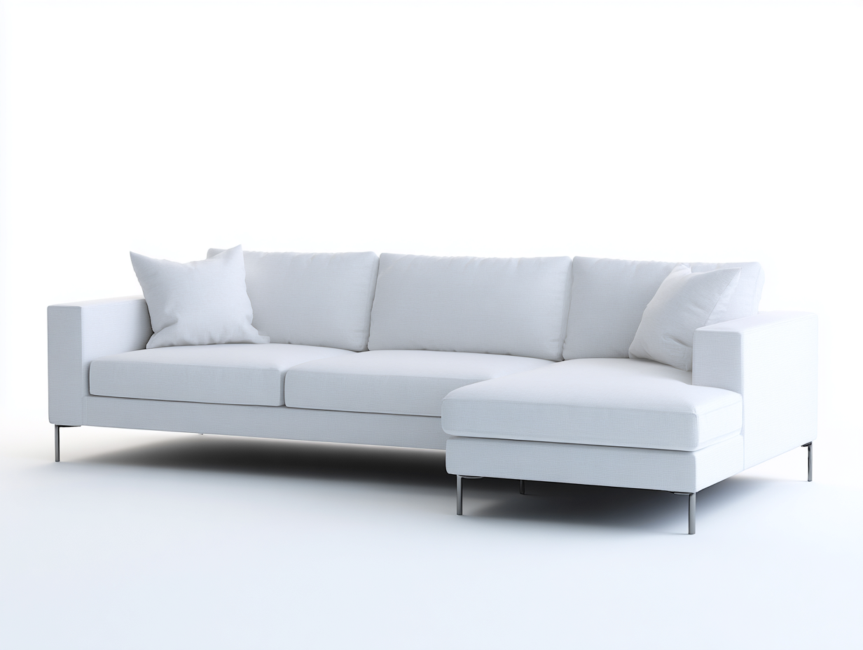 Canapé d'angle-Tissu-Métal-286x166x79 cm-Blanc-Moderne-Limoioloft