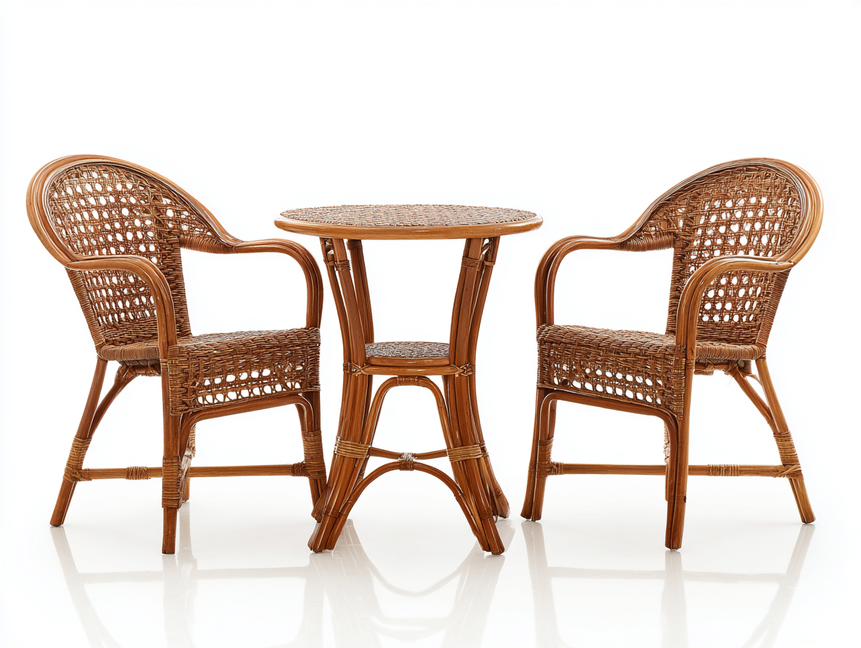 Salon de jardin pour terrasse - rotin - 65x65x74 cm - miel - style rétro-Limoioloft