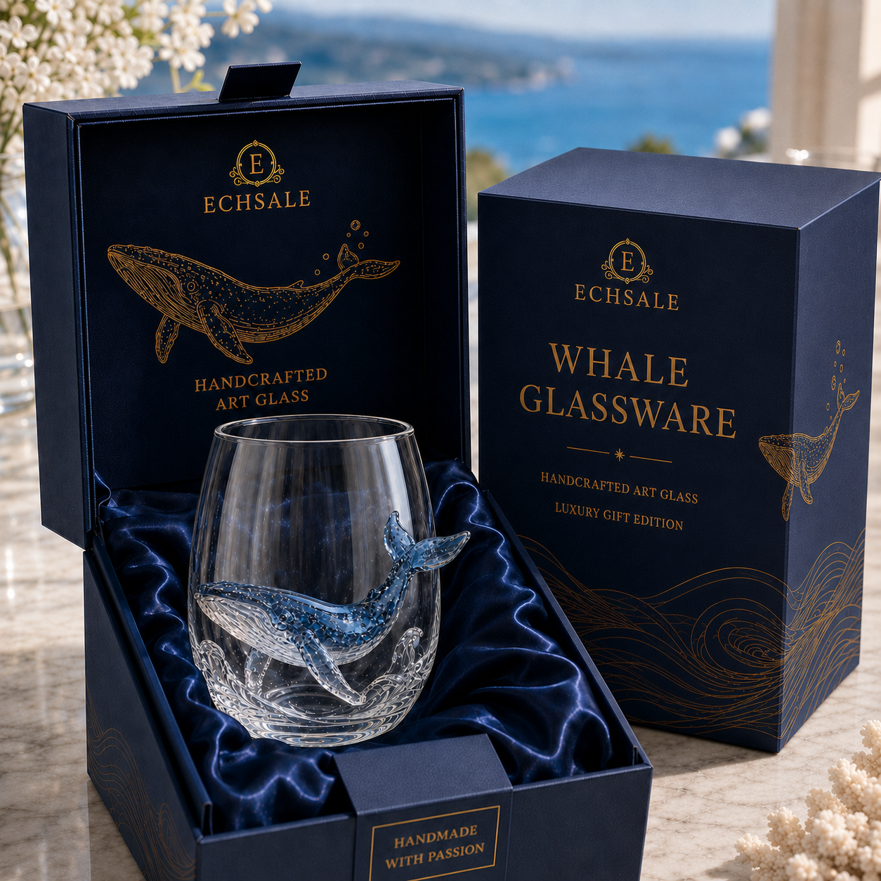 The Ocean Majestic | Hand-Blown 3D Humpback Whale Sculptural Glass
