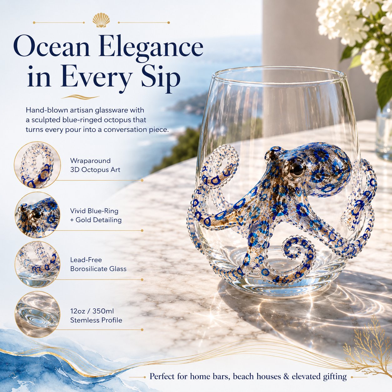 🔥 Last Day 49% OFF – 🌊 3D Ocean Animal Artisan Glassware Collection
