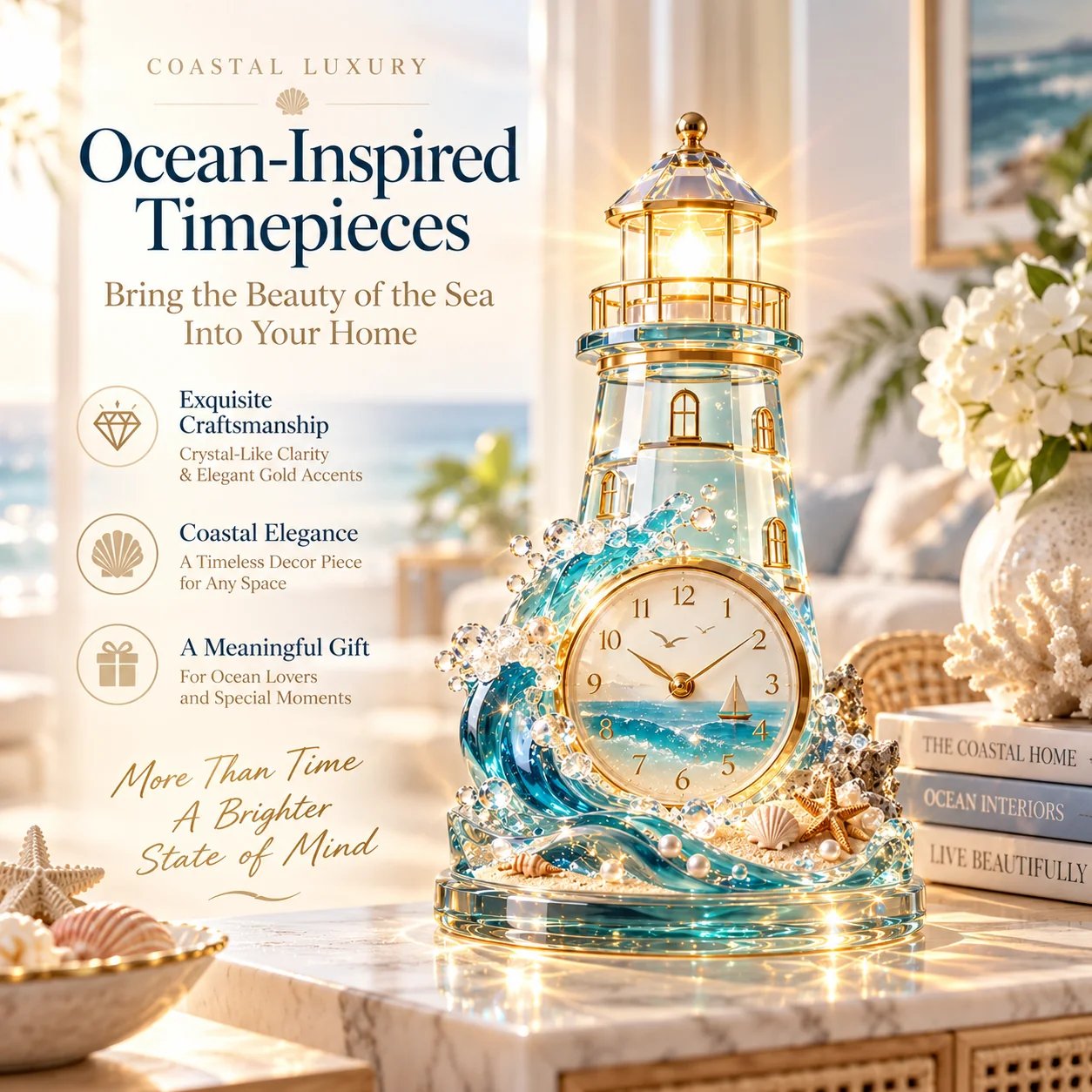 Lighthouse coastal clock home application
