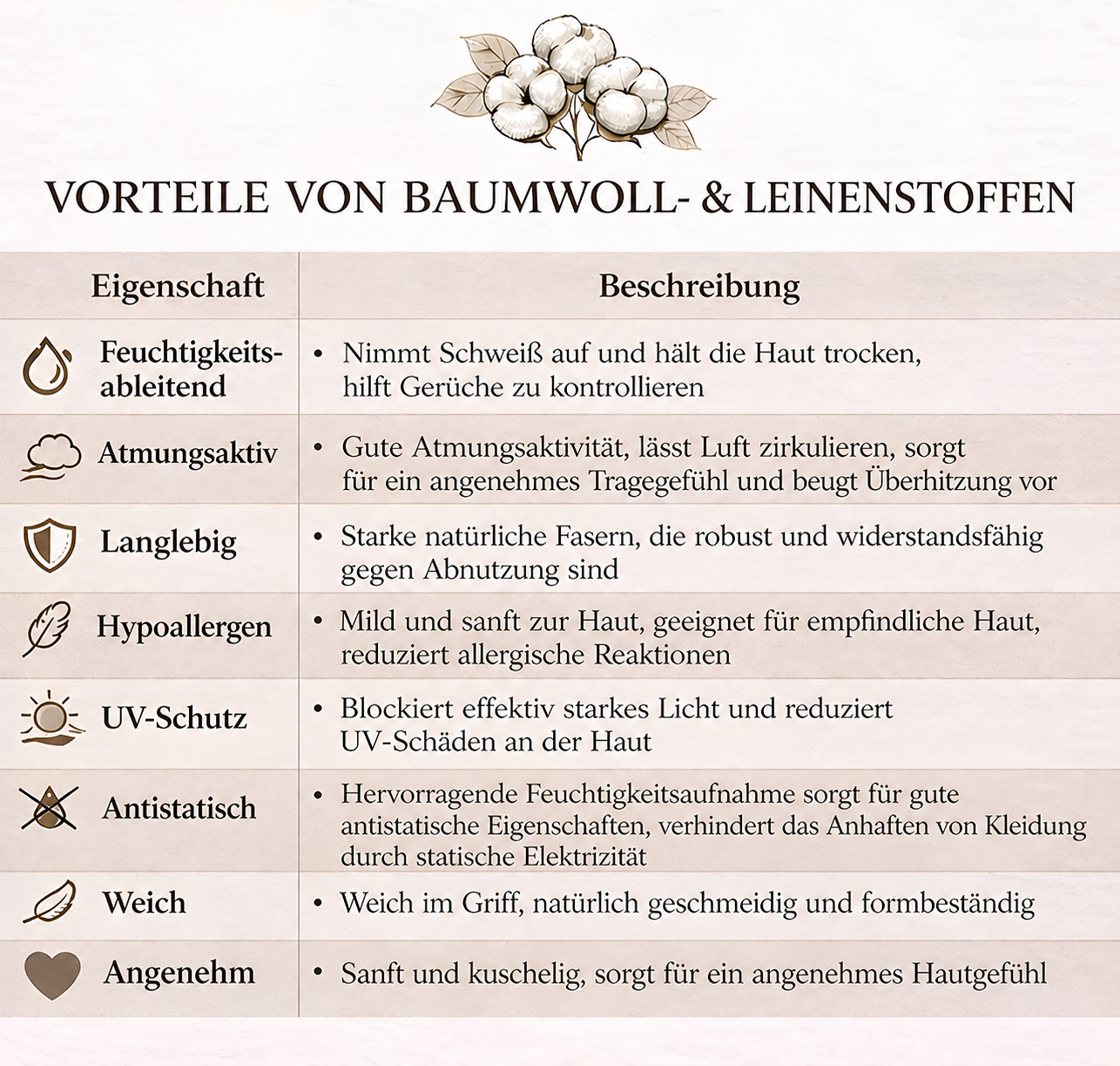 Vorteile von Baumwolle und Leinen