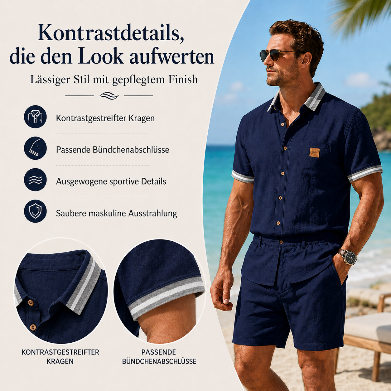 Kontrastdetails an Kragen und &Auml;rmeln