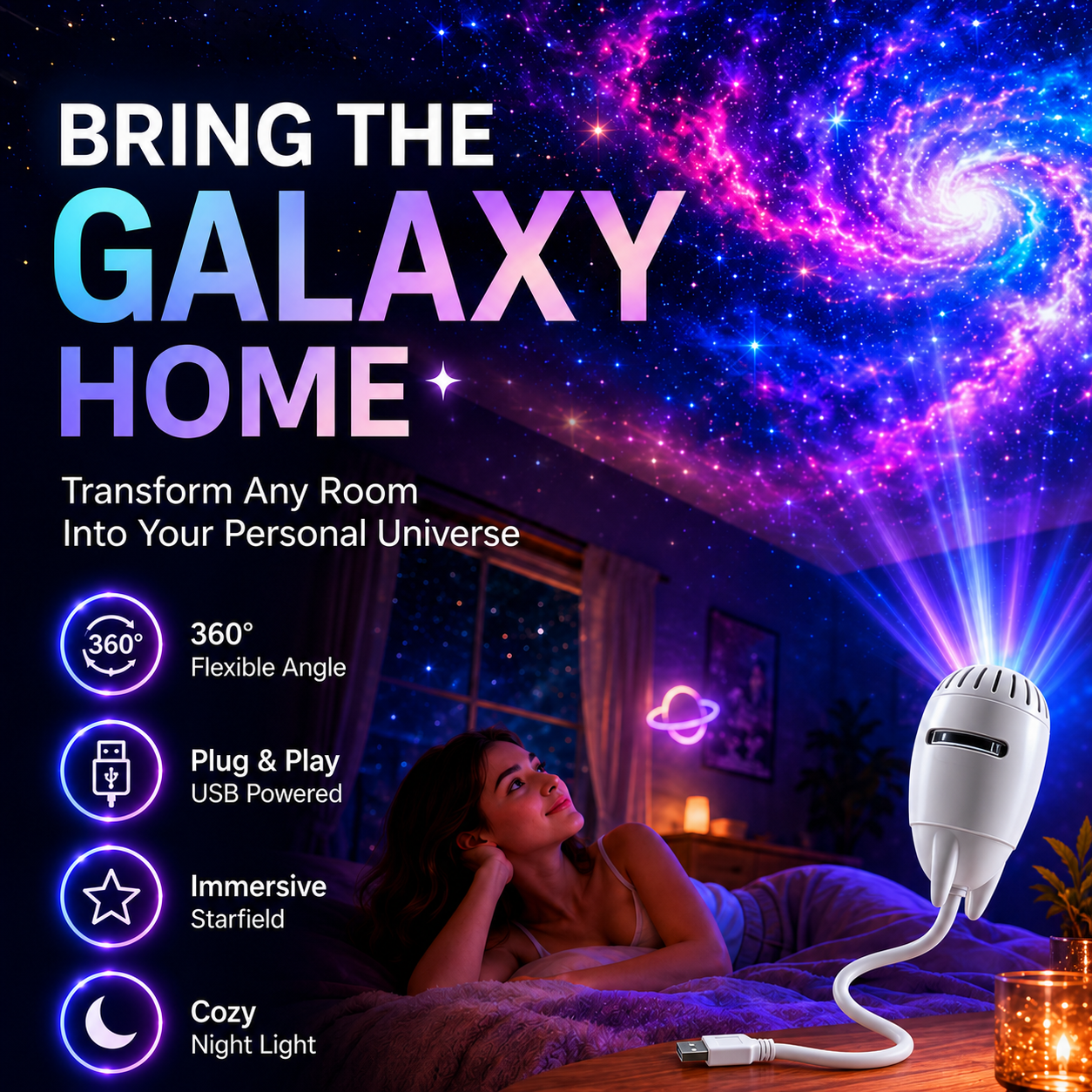 🌊Plug-and-Play HD Star Projecto