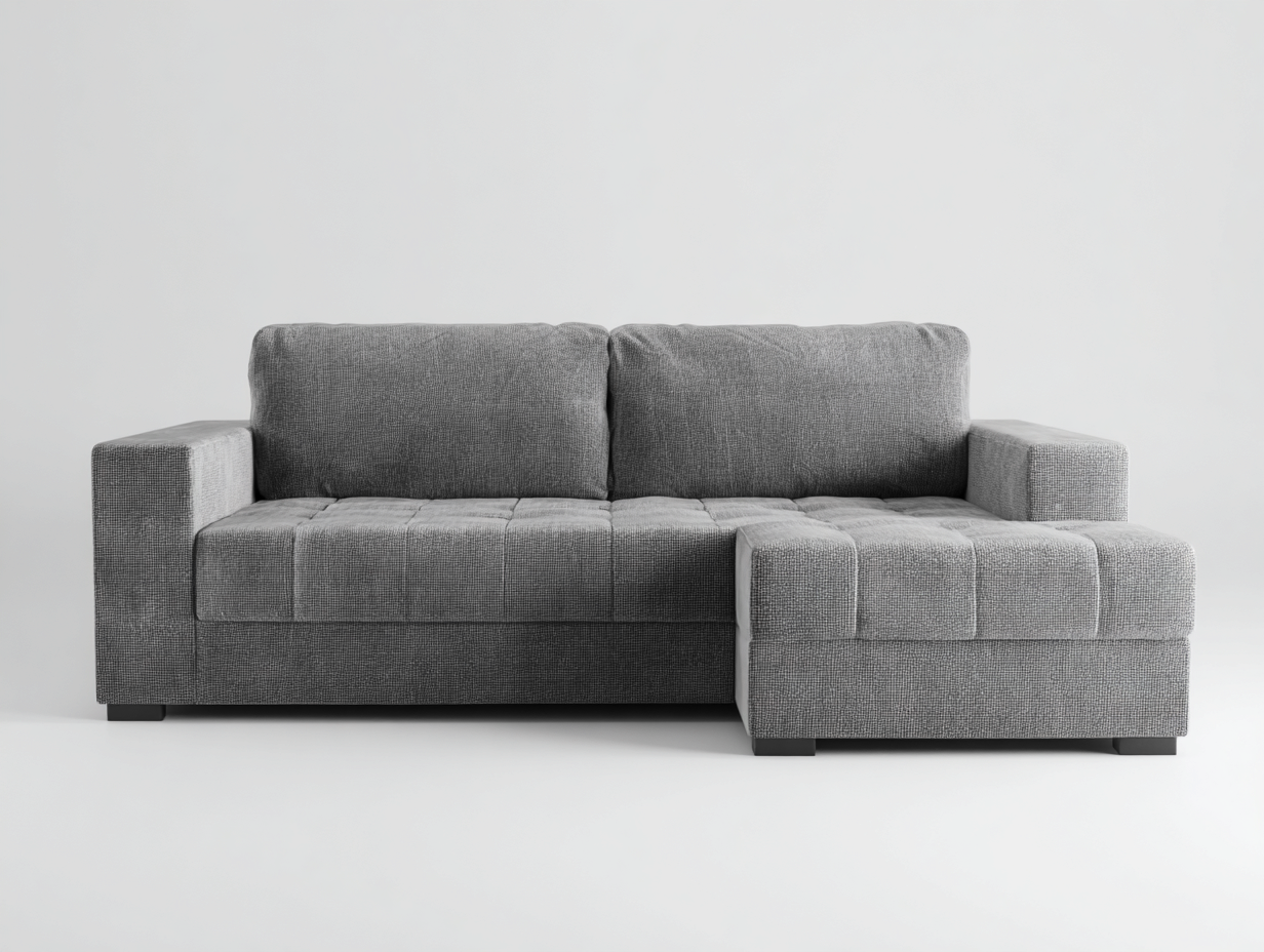 Divano angolare in tessuto 250x160x84 cm - grigio - per soggiorno - stile moderno-Zitironest