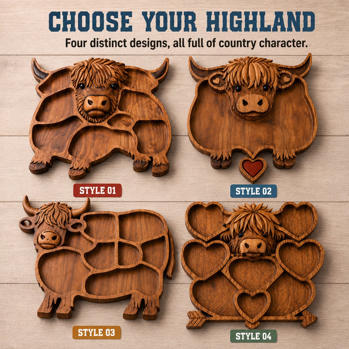 four serving board designs