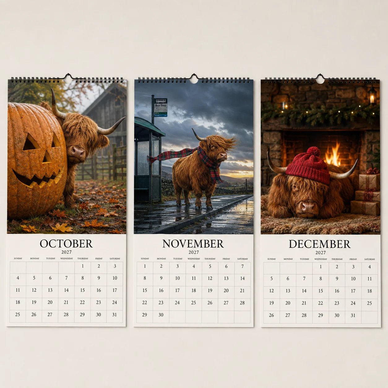 2027 Grumpy Highland Cows Calendar cover